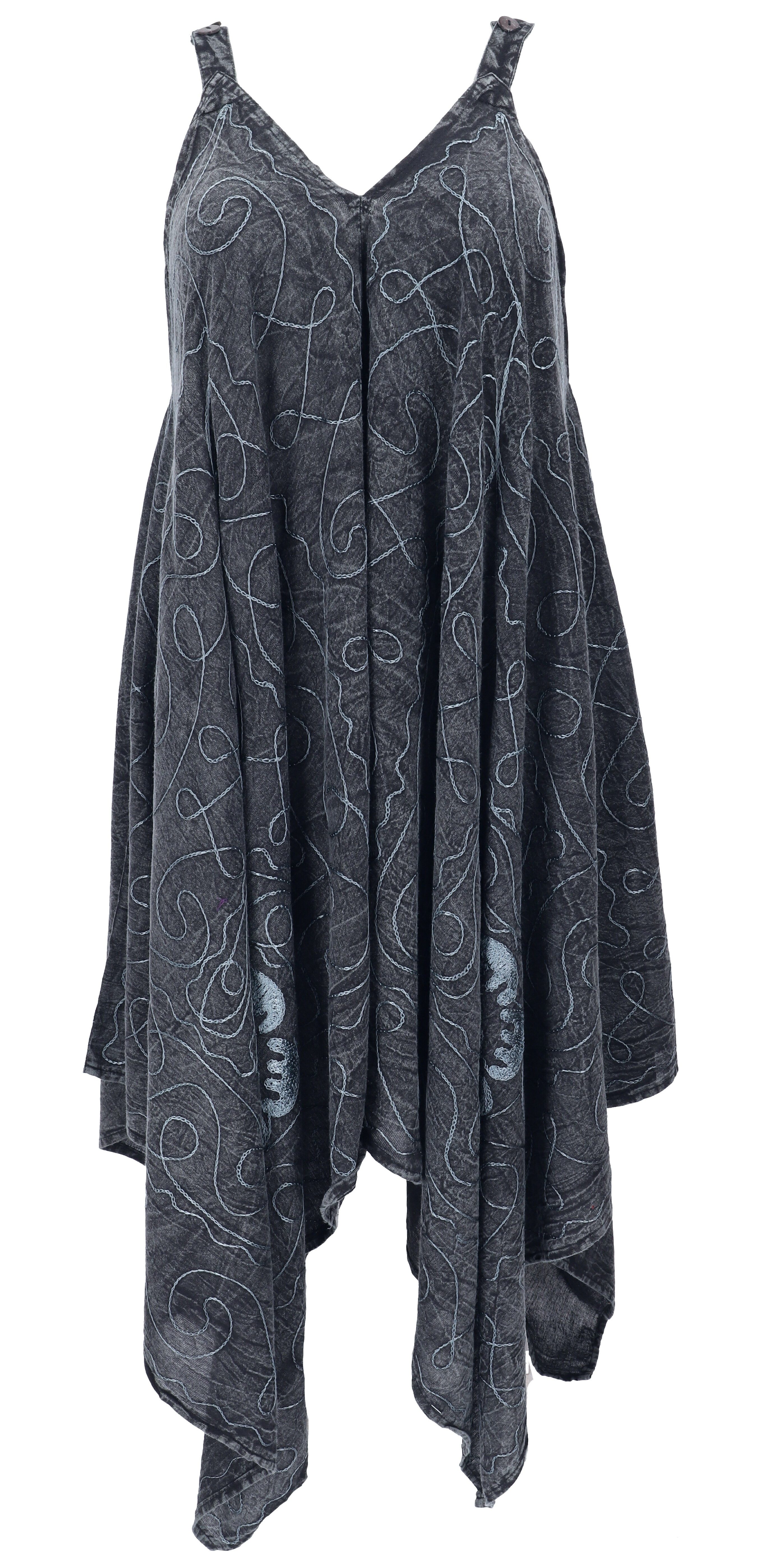 Guru-Shop Midikleid Plus Size Kleid, Hängerchen, besticktes..