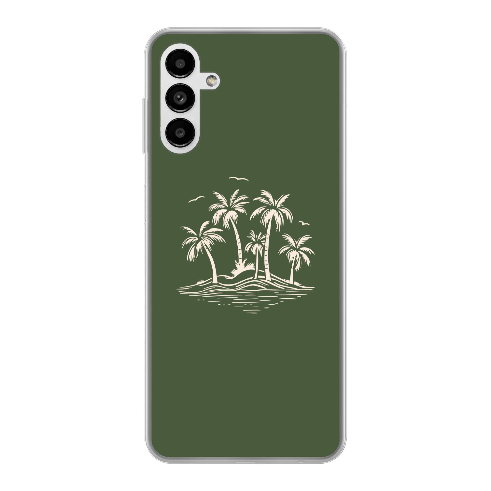 MuchoWow Handyhülle für Samsung Galaxy A04s Palmen - Strand - Grün - Beige - Tropisch, Handy Case, Silikon, Bumper Case Dünn