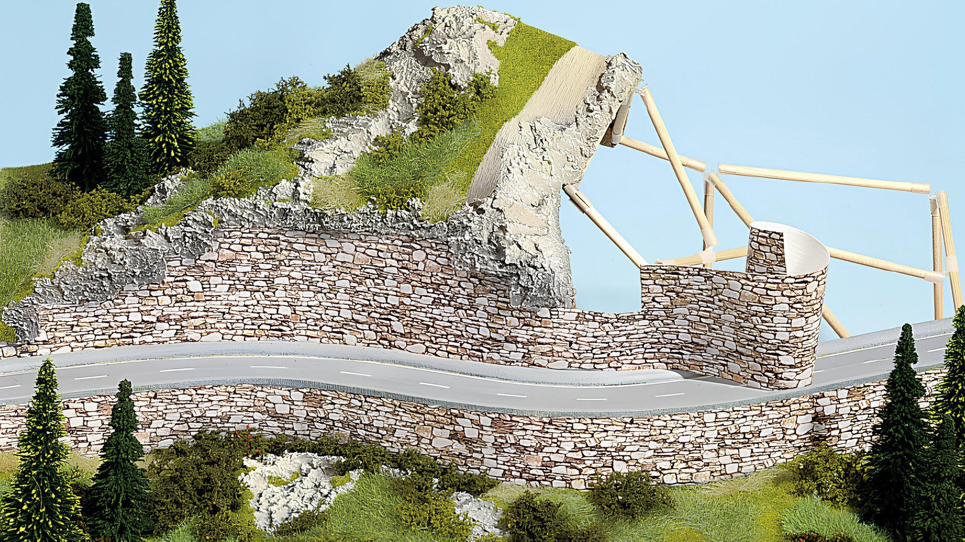 NOCH Modelleisenbahn-Spielunterlage Mauerplatte „Quaderstein“, geprägter Karton, 32 x