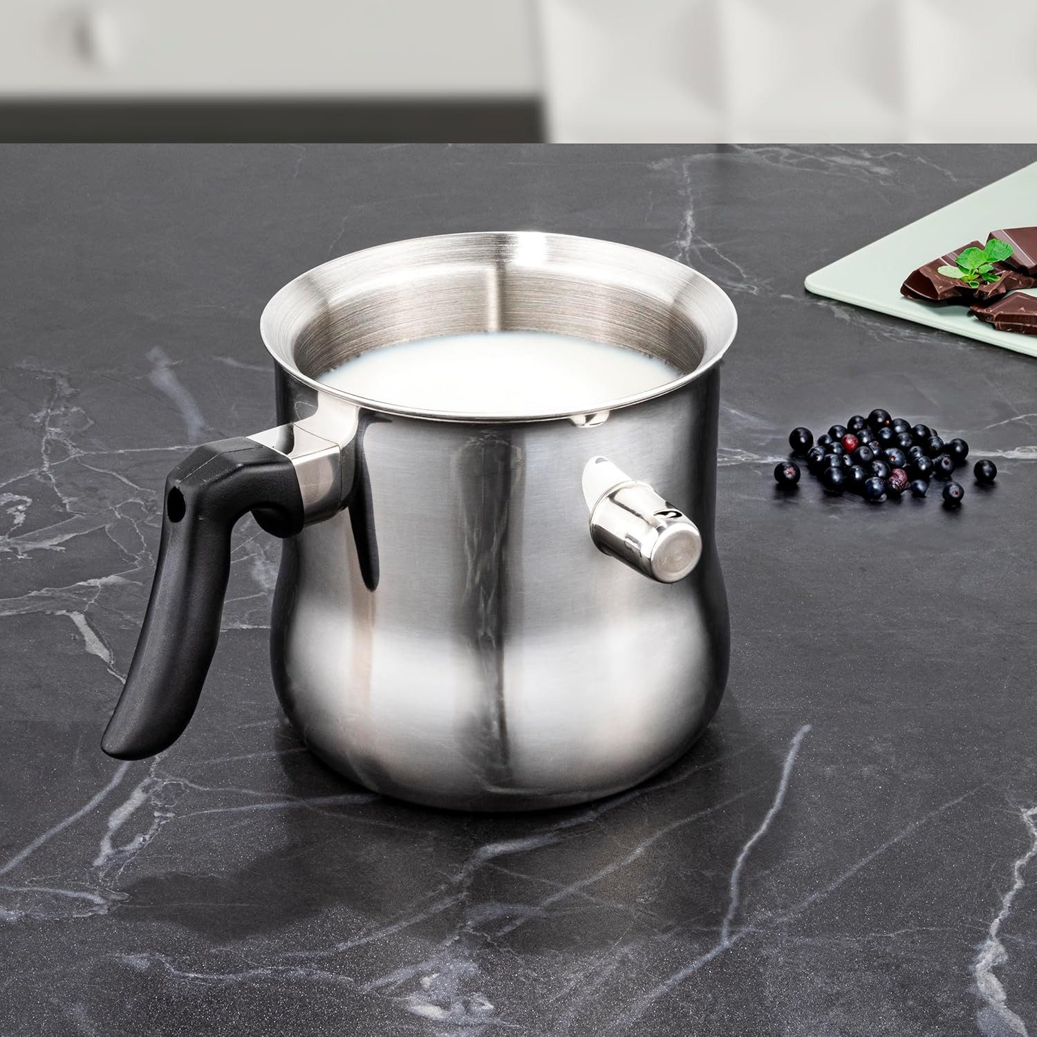 mucHome Milchtopf Milchtopf und Simmertopf 1,2 Liter doppelwandiger Edelstahl Topf