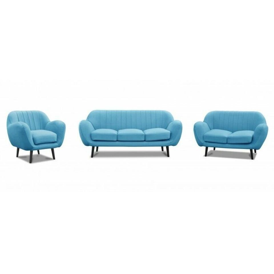 JVmoebel 3+2+1 Europe Wohnzimmer, Couch Marineblau Polster Sofa Couchen Made Marineblau in Marineblau | Rote Sofas | Sofagarnitur