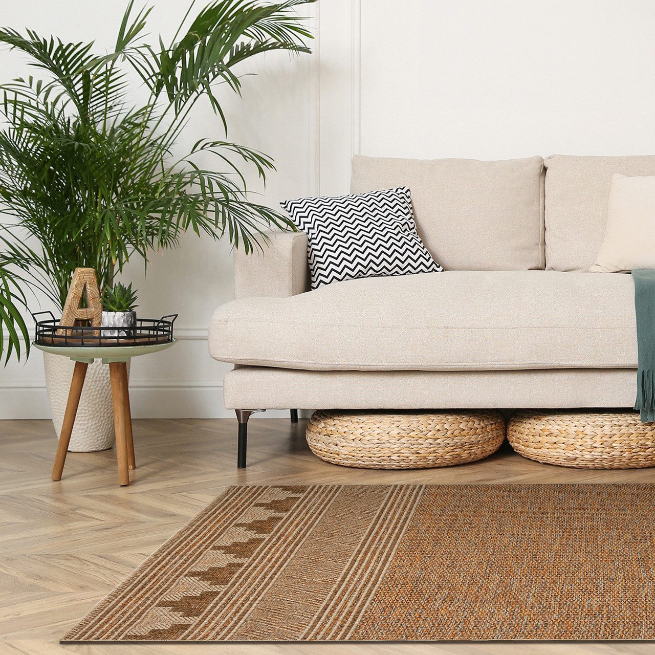 ArtUniverse Outdoorteppich ArtUniverse Outdoor Teppich Torino Cinnamon 80 x 150 cm, 80x150, Höhe: 0,9 mm