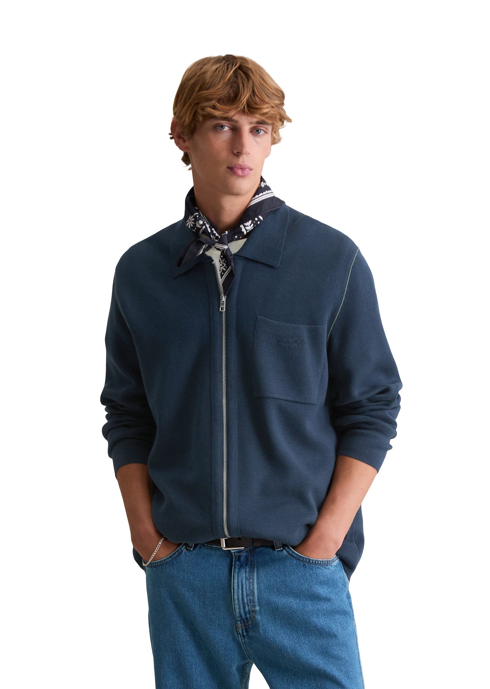 Marc O'Polo DENIM Cardigan mit Reißverschluss und Polokragen günstig online kaufen