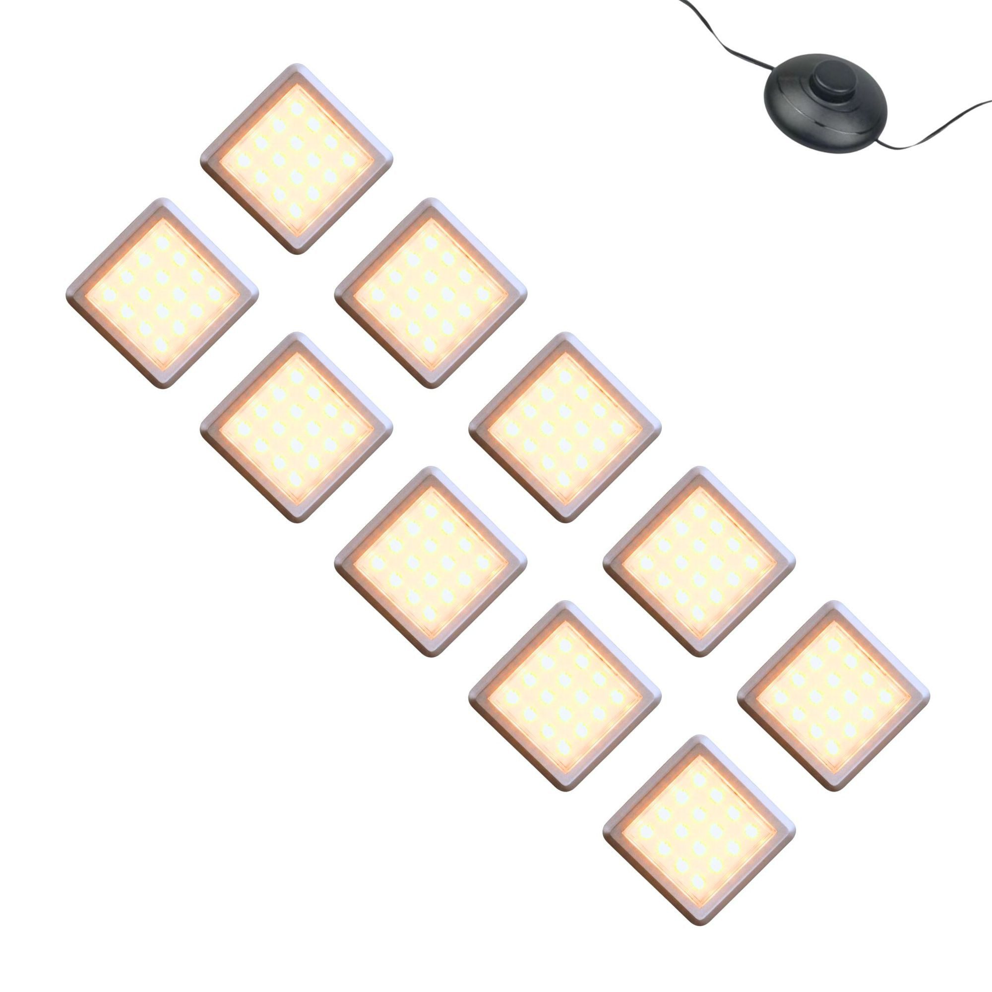 kalb Unterschrankleuchte LED Vitrinenleuchte 3000K 1-10er Set 12V Fußschalter, Unterbauleuchte, 10er Set, Warmweiß