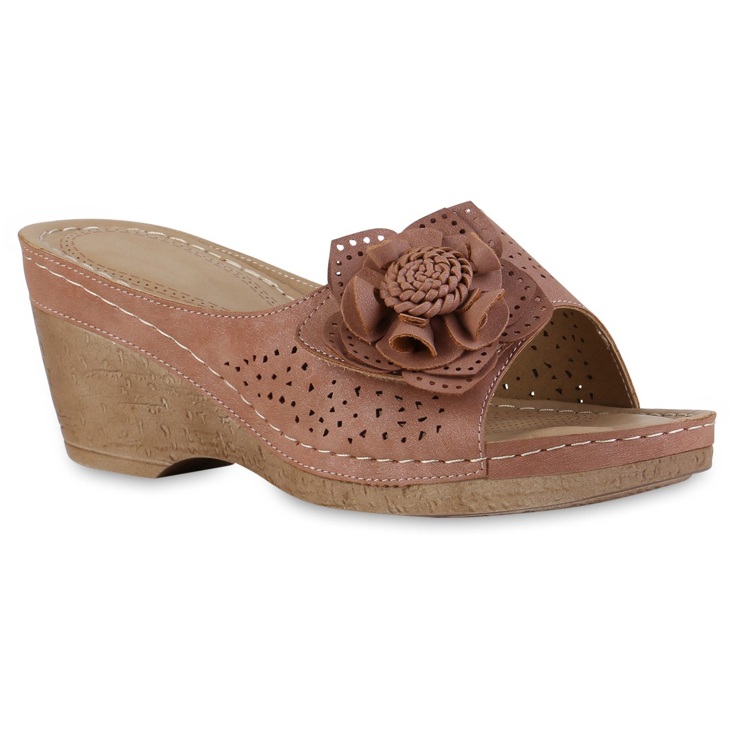 VAN HILL 841616 Sandalette Damen Pantoletten Sandaletten Bequeme Blumen Kom günstig online kaufen