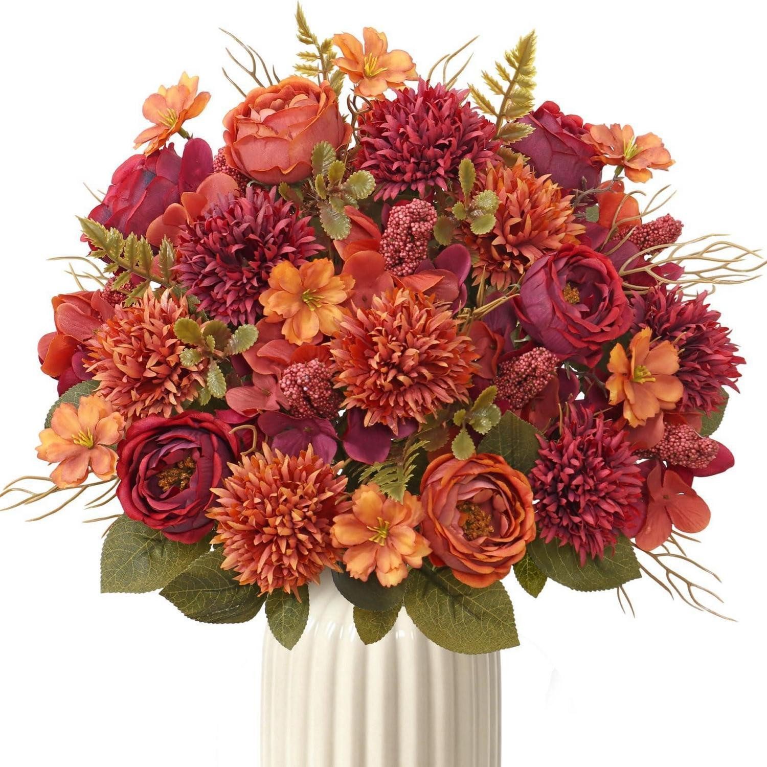Kunstblumenstrauß Herbststrauss 4er Pfingstrose Burgunderrot, LuxusKollektion, Höhe 30 cm