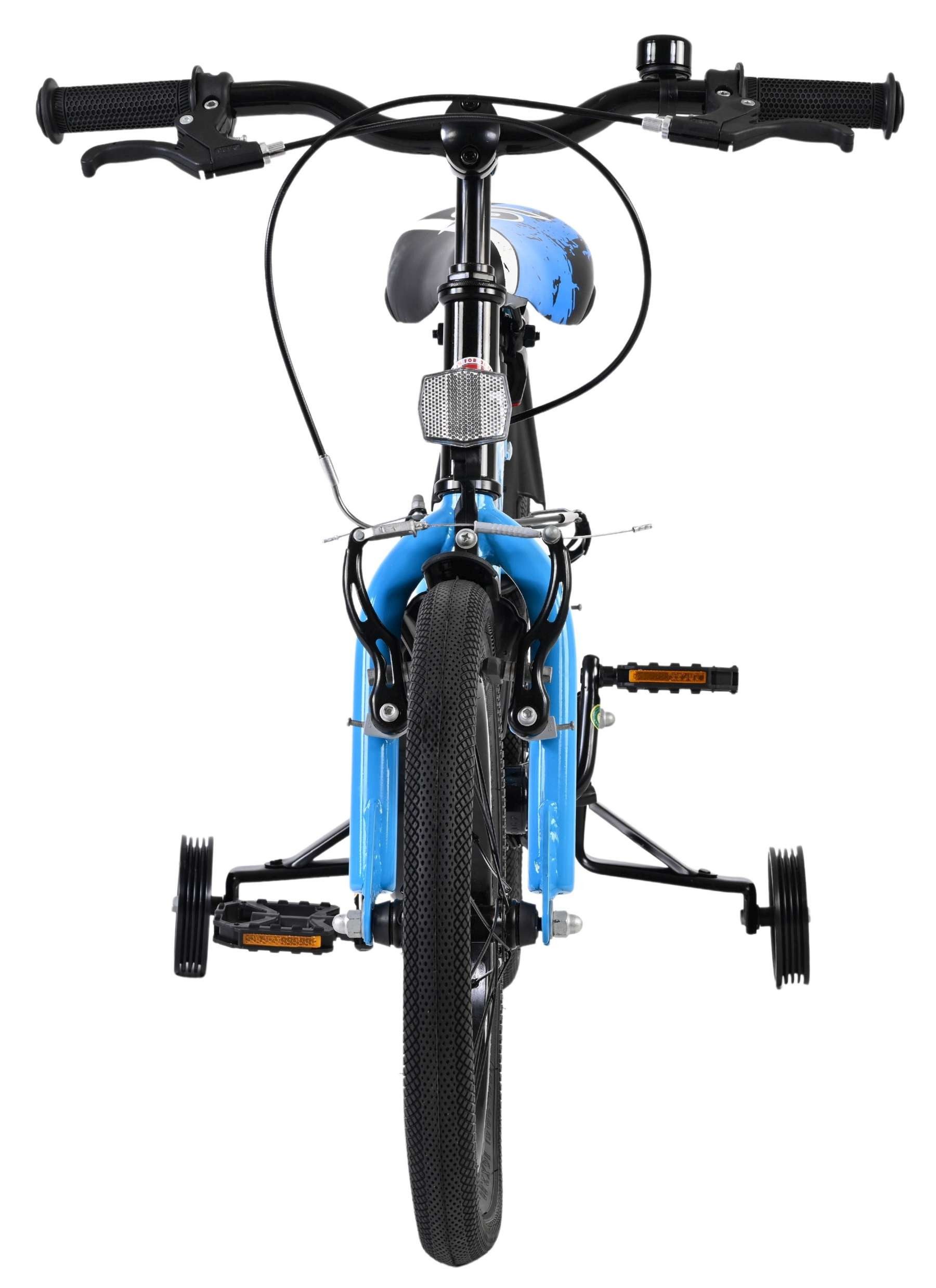 Volare Kinderfahrrad Sportivo Kinderfahrrad - Jungen - 16 Zoll - Blau/Schwarz, Abnehmbare Stützräder, geschlossener Kettenschutz, Luftreifen