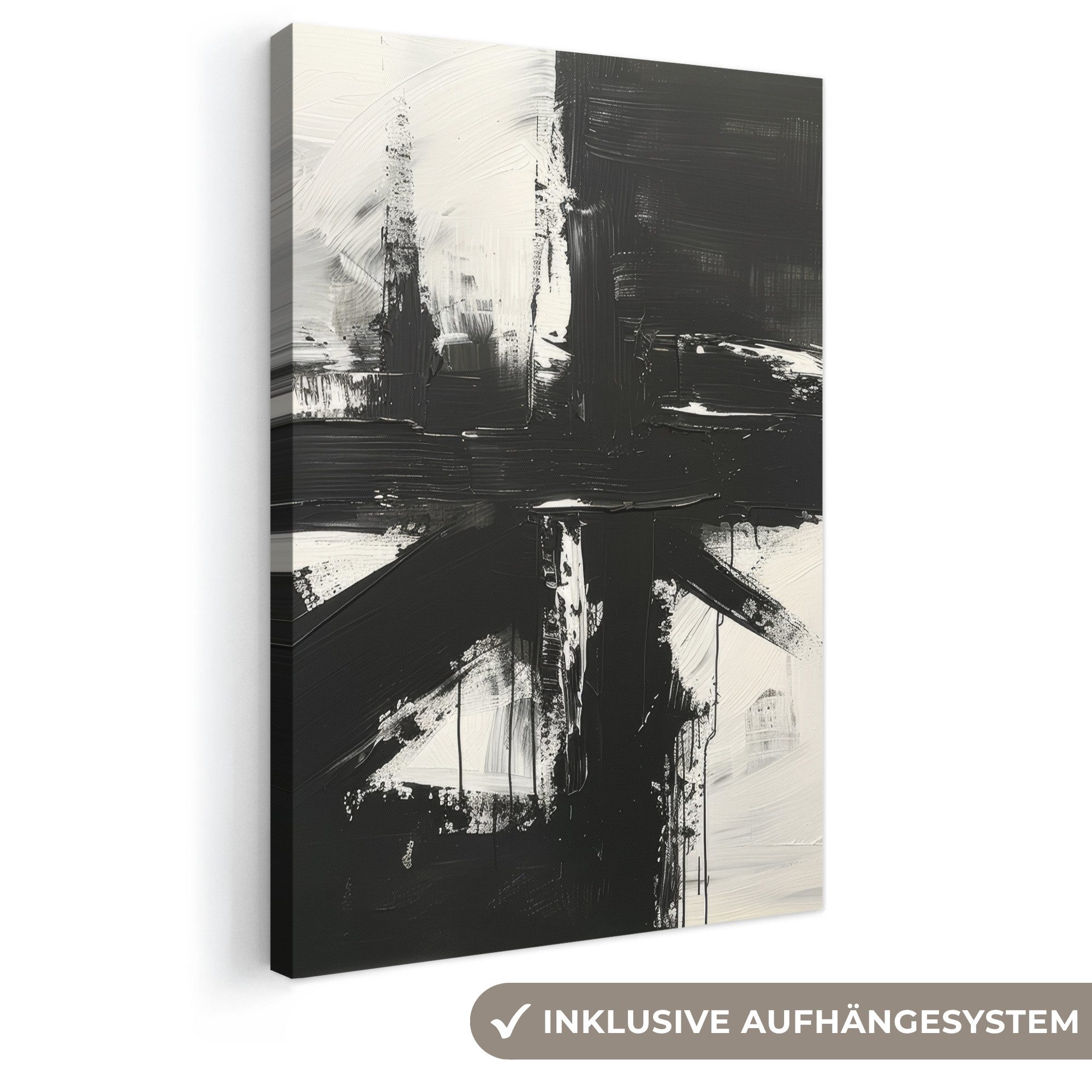 OneMillionCanvasses® Leinwandbild Modern - Schwarz und weiß - Abstrakt - Kunst, Fotodruck (1 St), Leinwand Canvas Wandbild, Wanddekoration 20x30 cm