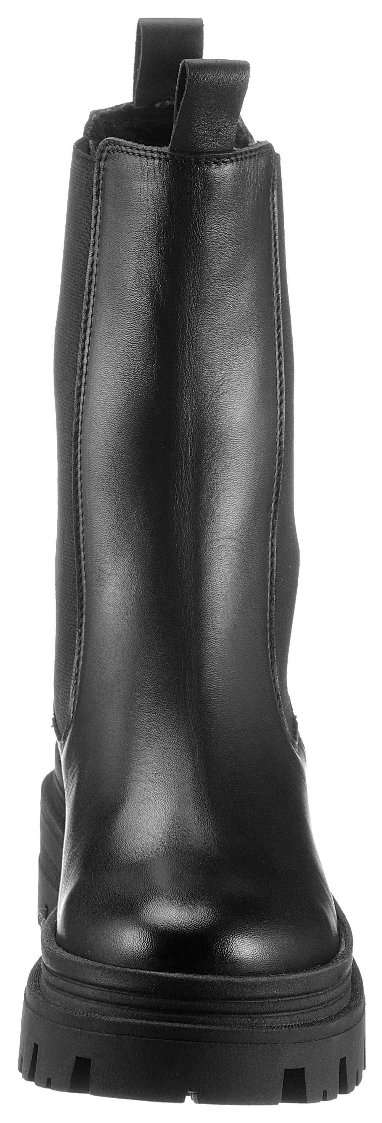 Tamaris Chelseaboots, Blockabsatz, Schlupfboots, Kurzstiefel, beidseitige Stretcheinsätze. Reduzierter Preis € 98,96. Unverbindliche Preisempfehlung € 109,95