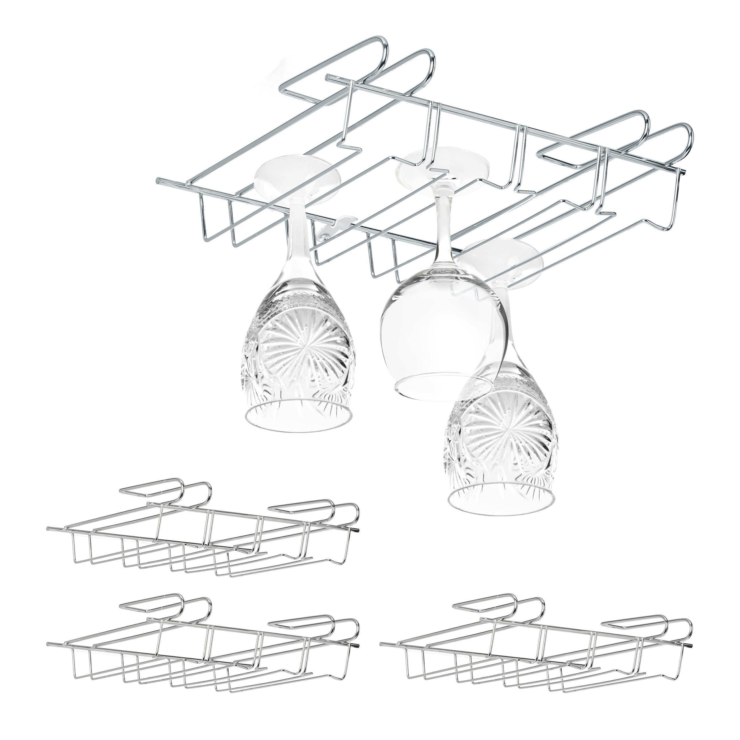 relaxdays Gläserhalter 4 x Weinglashalter Schrankeinsatz