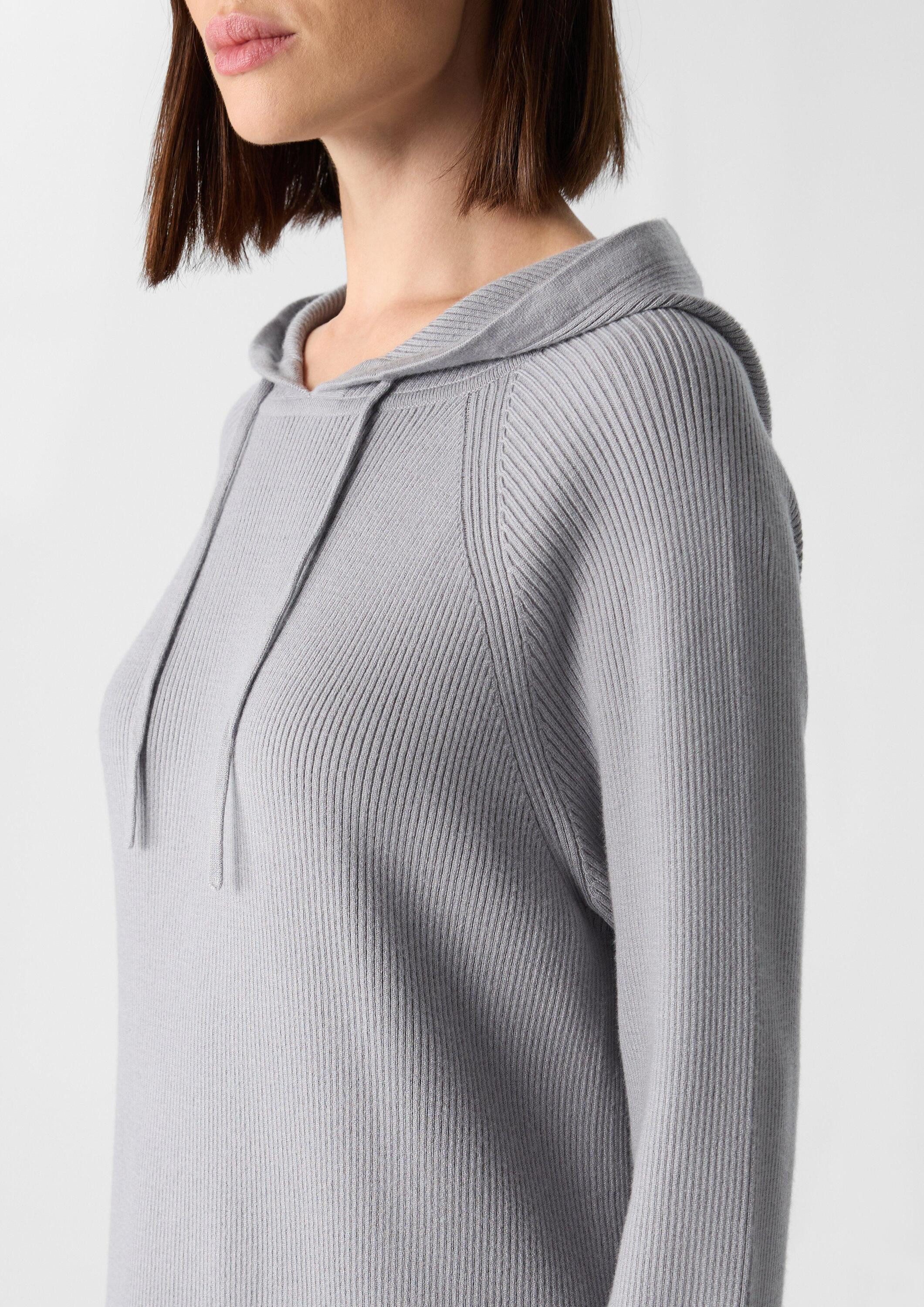 comma Midikleid Kleid Strickkleid mit Kapuze und Raglanärmeln