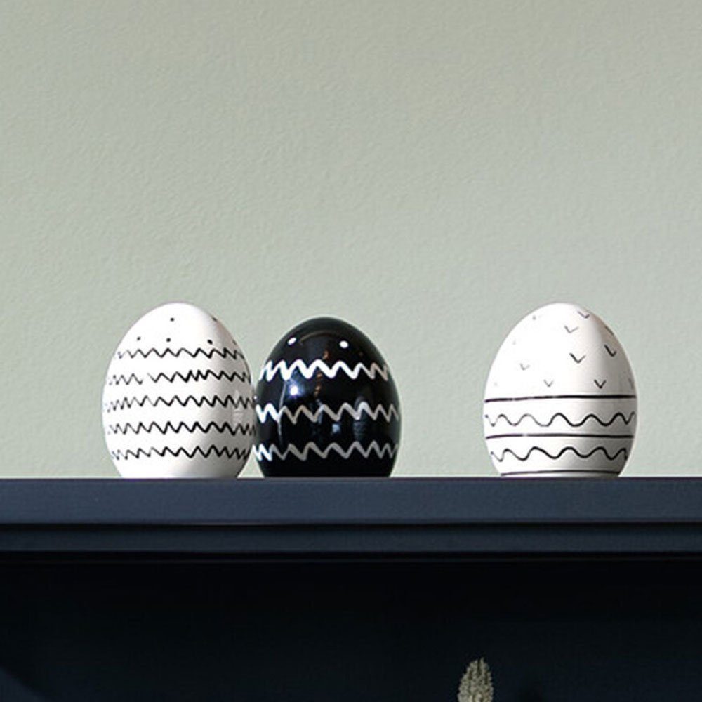 Home-trends24.de Osterei Deko-Ei Ostereier Osterdeko Deko Eier Schwarz Weiß Tischdeko 3er Set