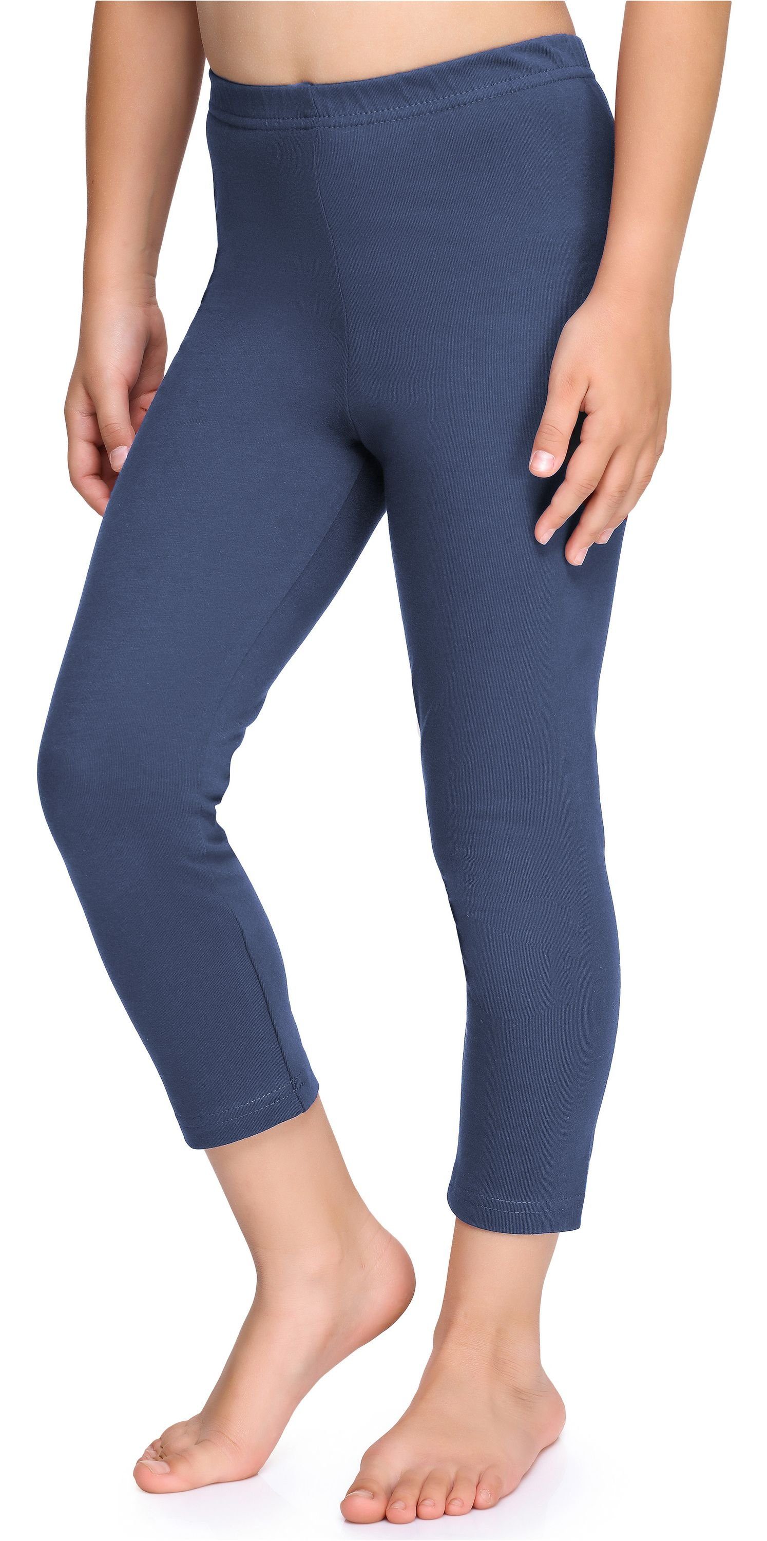 Merry Style Leggings elastischer Leggings Capri Mädchen (1-tlg) 3/4 MS10-226 Jeans Bund aus Baumwolle