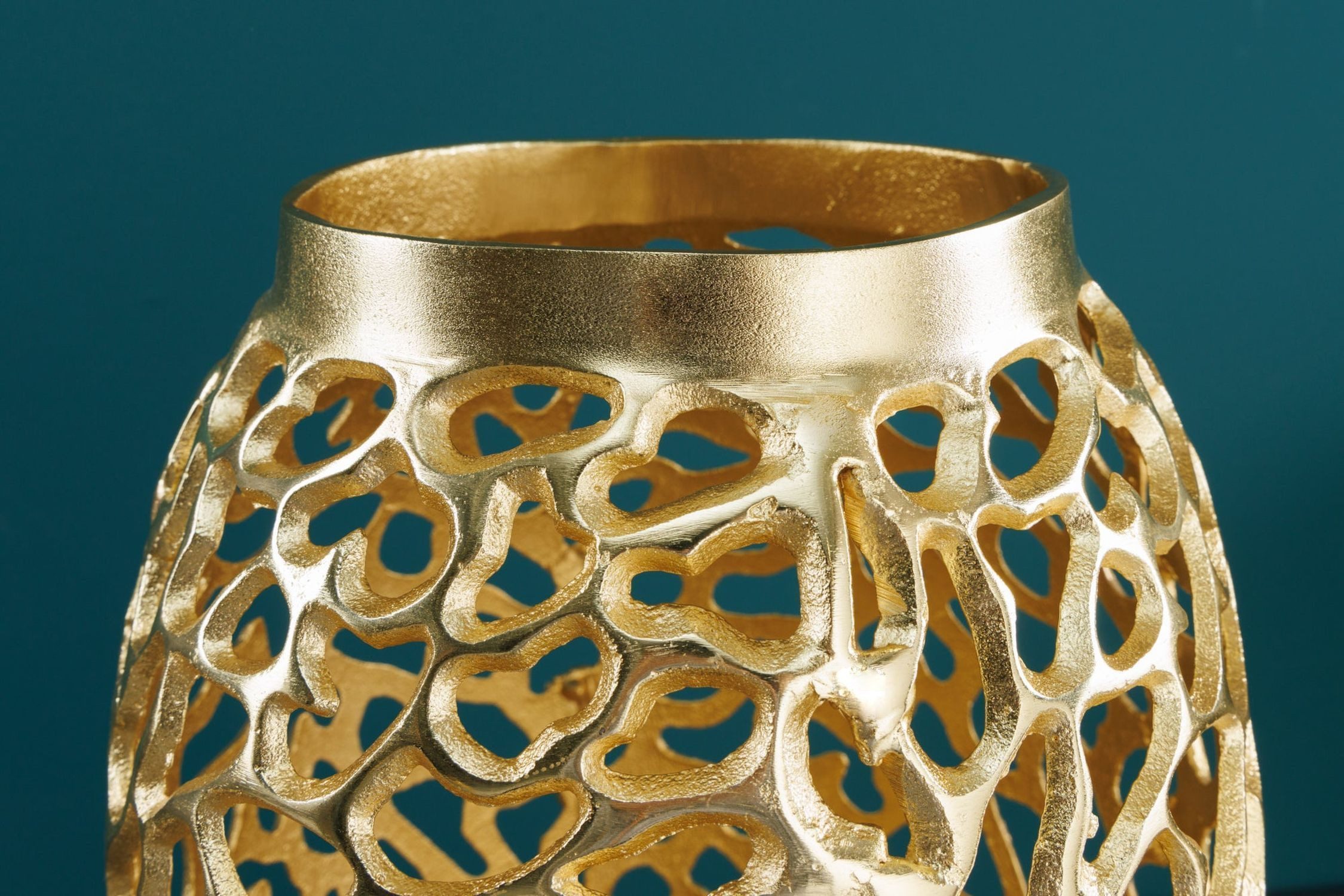 Licht-Erlebnisse Dekovase PAULA, Metall groß H: 64 cm Ø 26 cm in Gold Handarbeit dekorativ – Bild 3 von 5