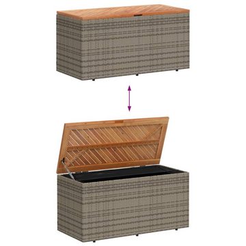 vidaXL Auflagenbox Gartentruhe Grau 110x50x54 cm Polyrattan Akazienholz Auflagenbox Kisse