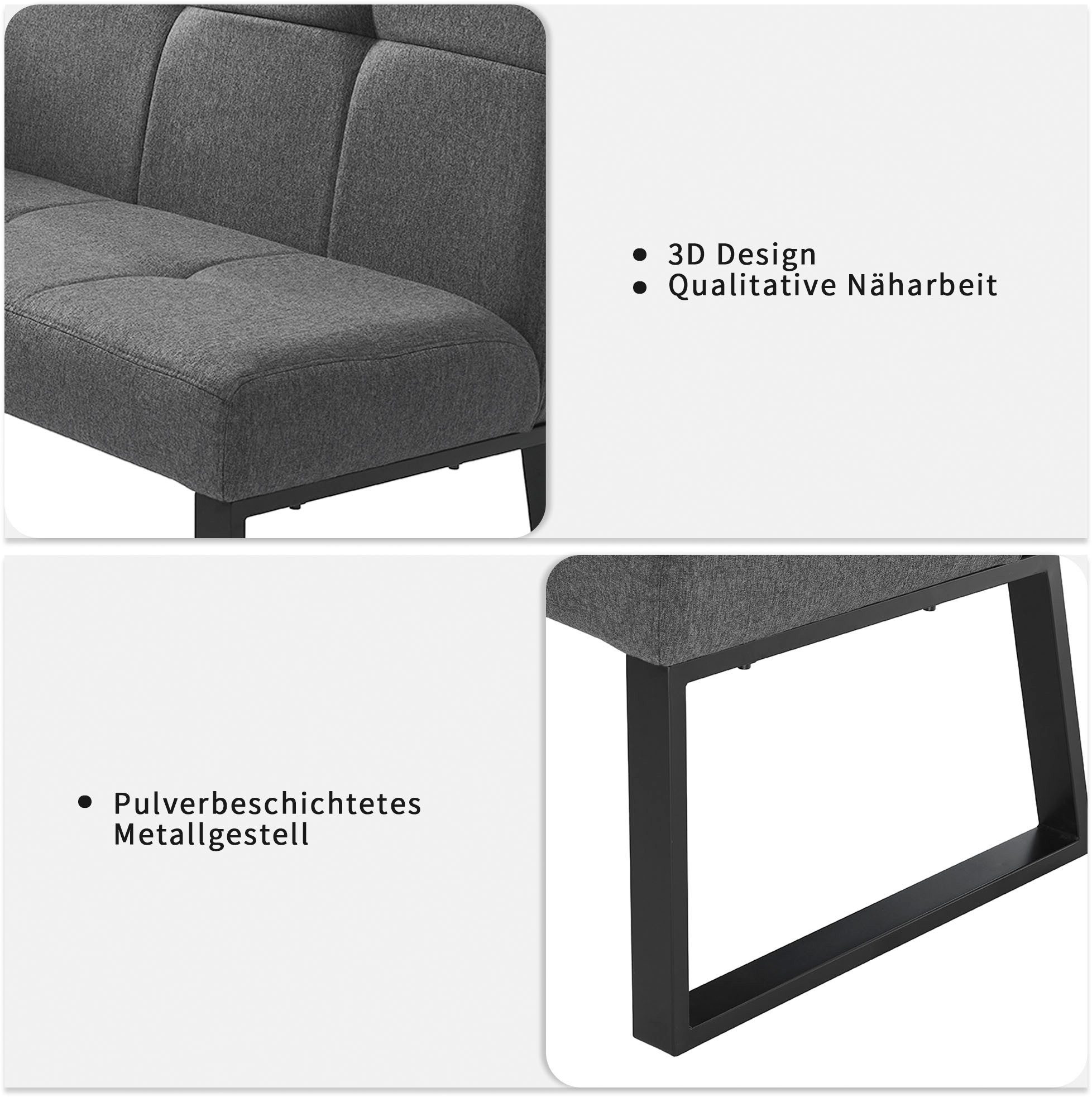 OTTO home Eckbank Geranie, Sitzbank, Essbank, pflegeleichter Strukturstoff, Eckbank inkl. Stauraum, Pulverbeschichtetes Metallgestell