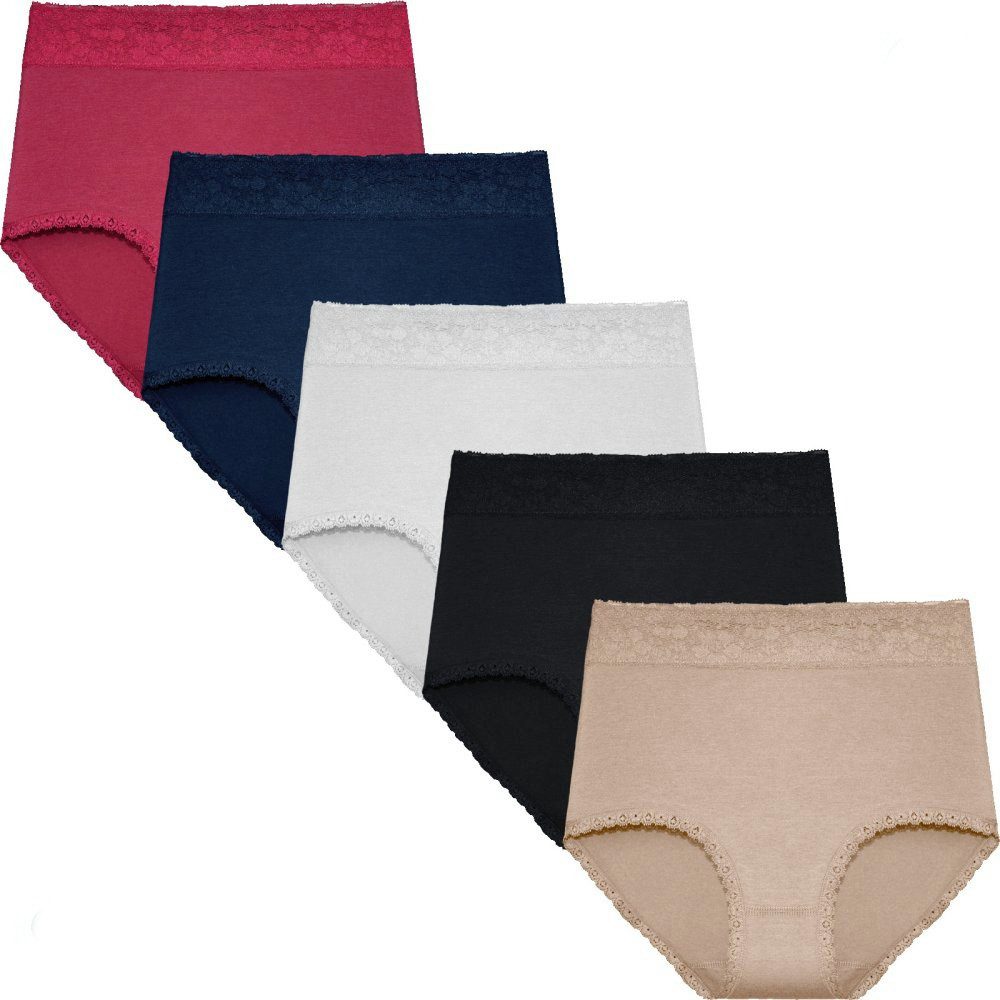 emeco High-Waist-Slip 5er Damen Slips Unterhosen High Waist Bio-Baumwolle H günstig online kaufen