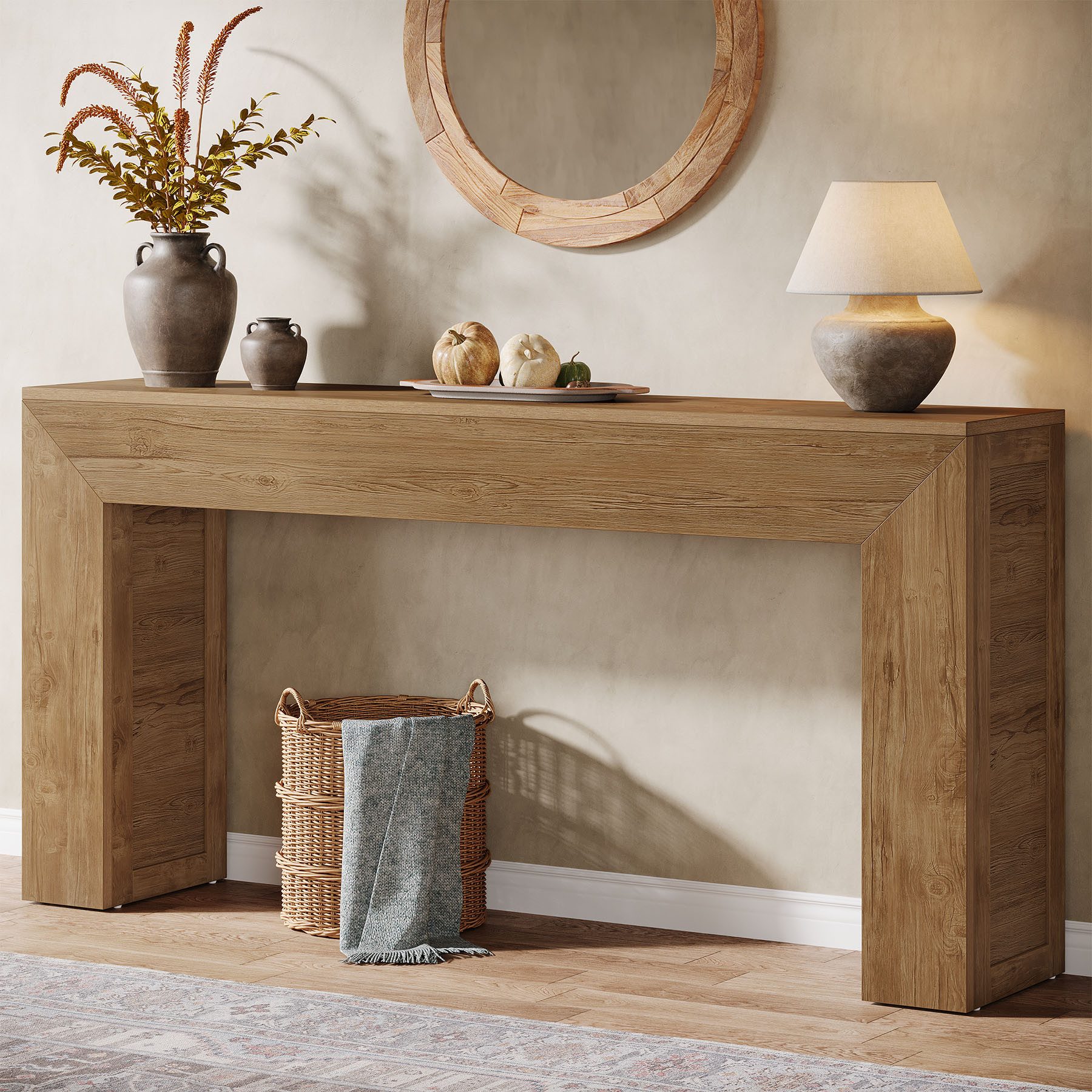 Tribesigns Konsolentisch 160 cm schmaler Sofatisch, Flurtisch aus Holz hinter der Couch