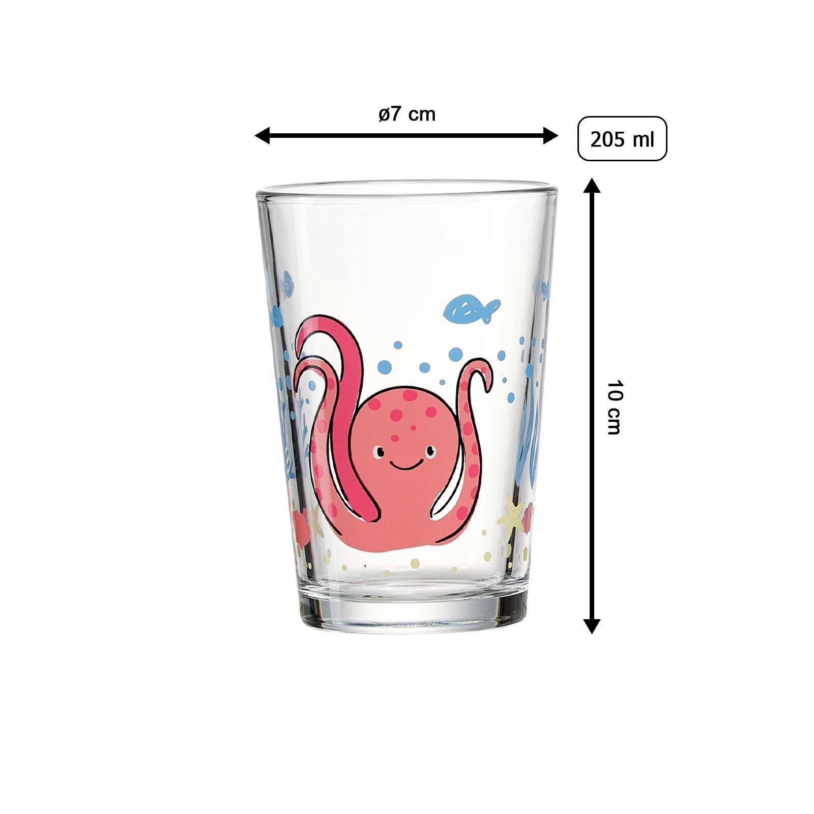 Ritzenhoff & Breker Kinderbecher Unterwasserwelt Kindergläser 205 ml 3er Set, 3-tlg., Glas
