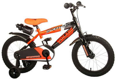 Volare Kinderfahrrad 16 Zoll Kinderfahrrad Kinder Jungen Fahrrad Bike Sportivo Orange 2062, 1 Gang, Rücktrittbremse, Stützräder, Schutzbleche, Trinkflasche