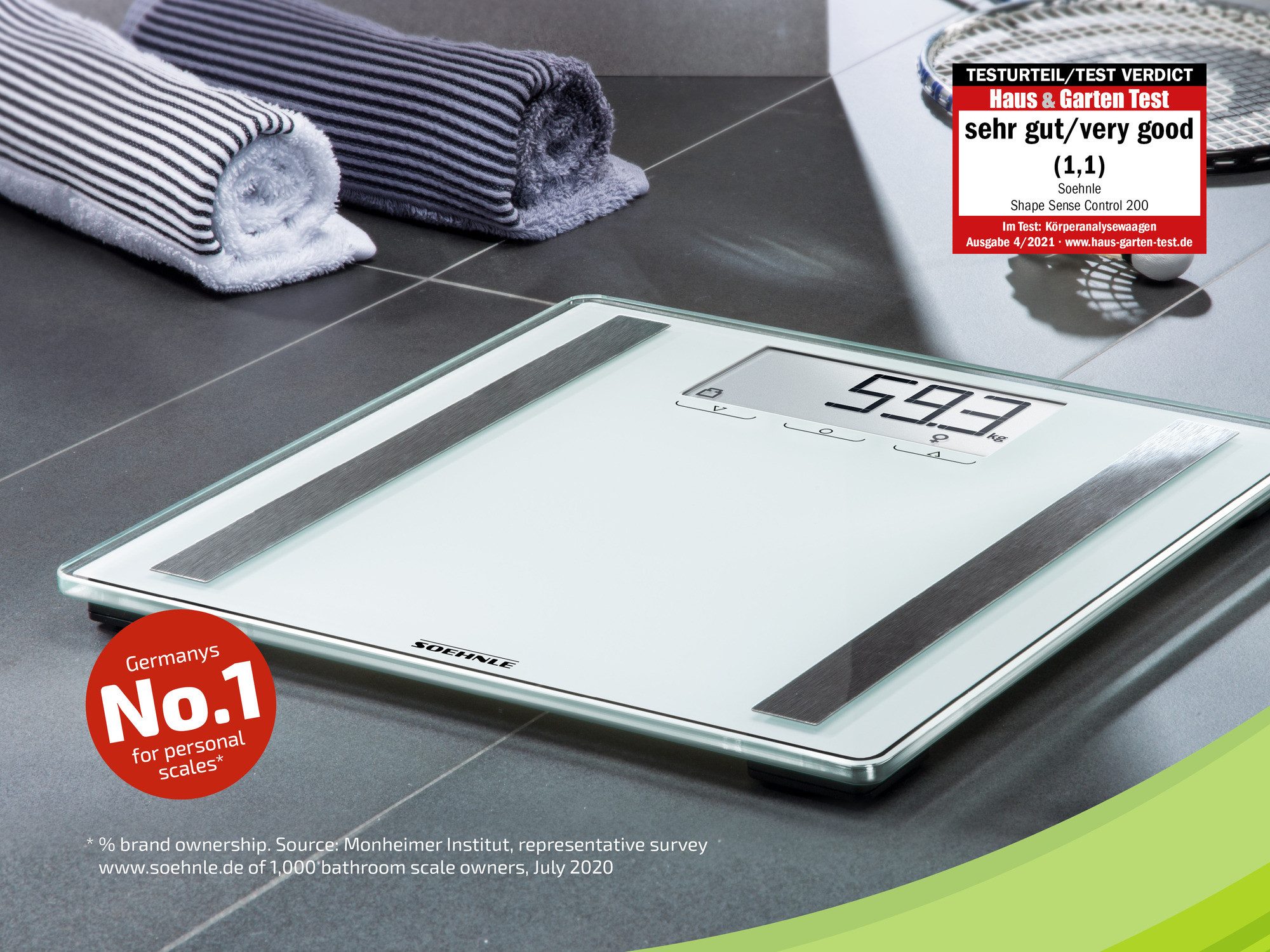 Soehnle Personenwaage Shape Sense Control 200, 1-tlg., Körperwasser- und Körperfettanteil, Kalorienbedarf, bis 180kg