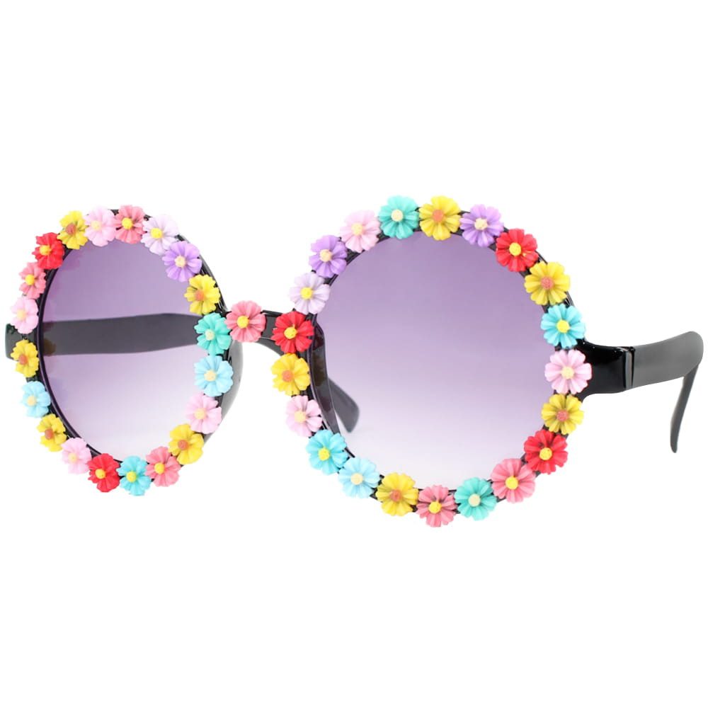 RAINBOW Kostüm Partybrille mit buntem Blumenrand
