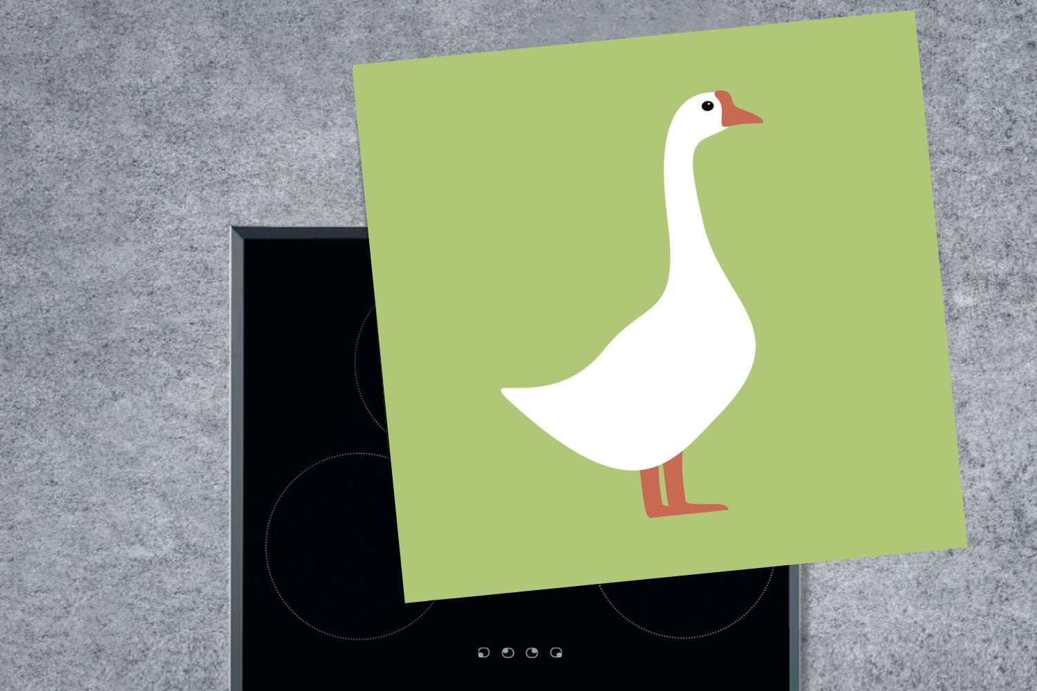 grünem küche Ceranfeldabdeckung, cm, MuchoWow Illustration für Gans Vinyl, Hintergrund, tlg), (1 einer auf 78x78 Arbeitsplatte Herdblende-/Abdeckplatte