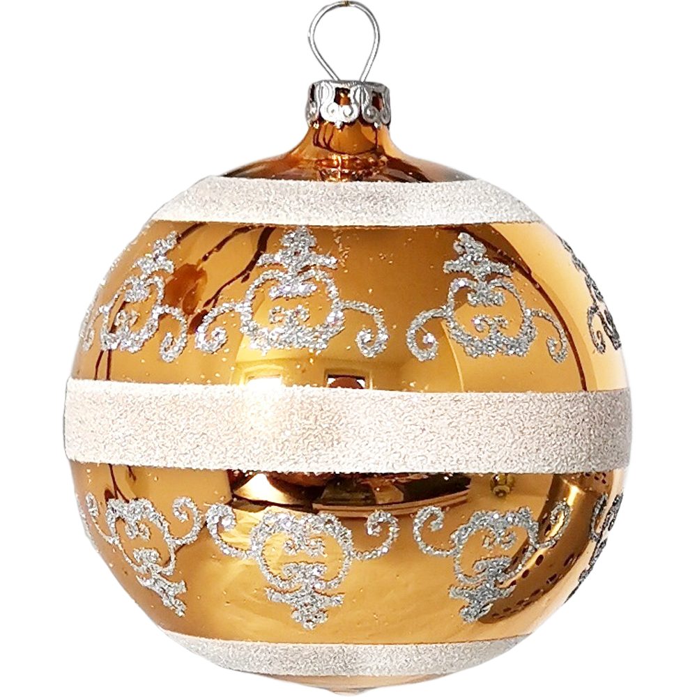 Derzeit im Sonderangebot Schatzhauser Weihnachtsbaumkugel Christbaumkugel handbemalt gold (1 Ø8cm St), mundgeblasen, Barock