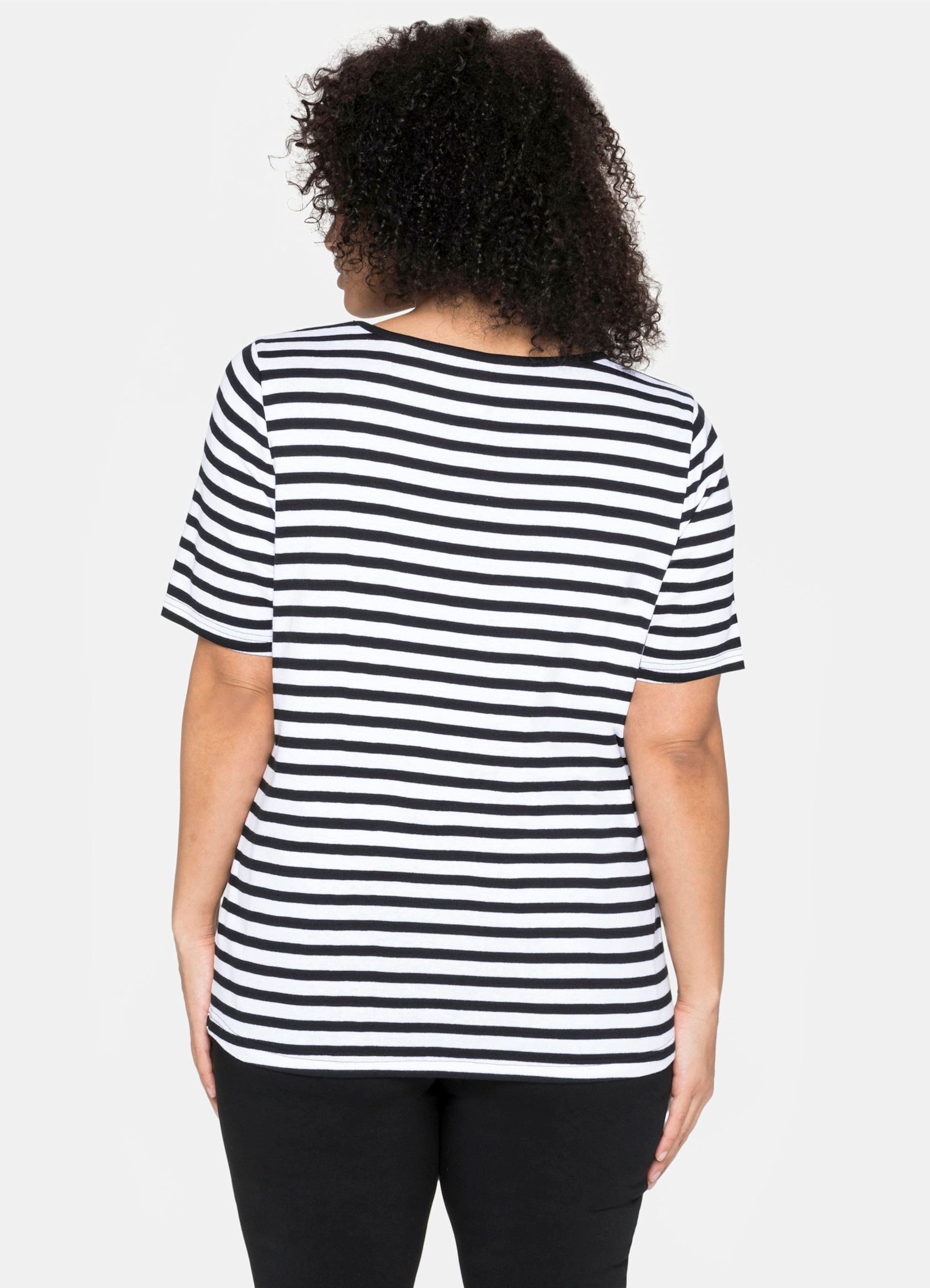 Sheego T-Shirt T-Shirt Kurzarm mit garngefärbtem Ringel, aus Rippware günstig online kaufen