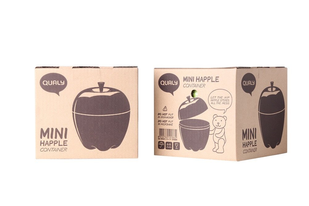Thumbnail - Qualy Design Aufbewahrungsbox Mini Happle Rot (Kunststoff, ca. Ø 18 cm x 22 cm), Apfel Box Vorratsbehälter, lebensmittel...