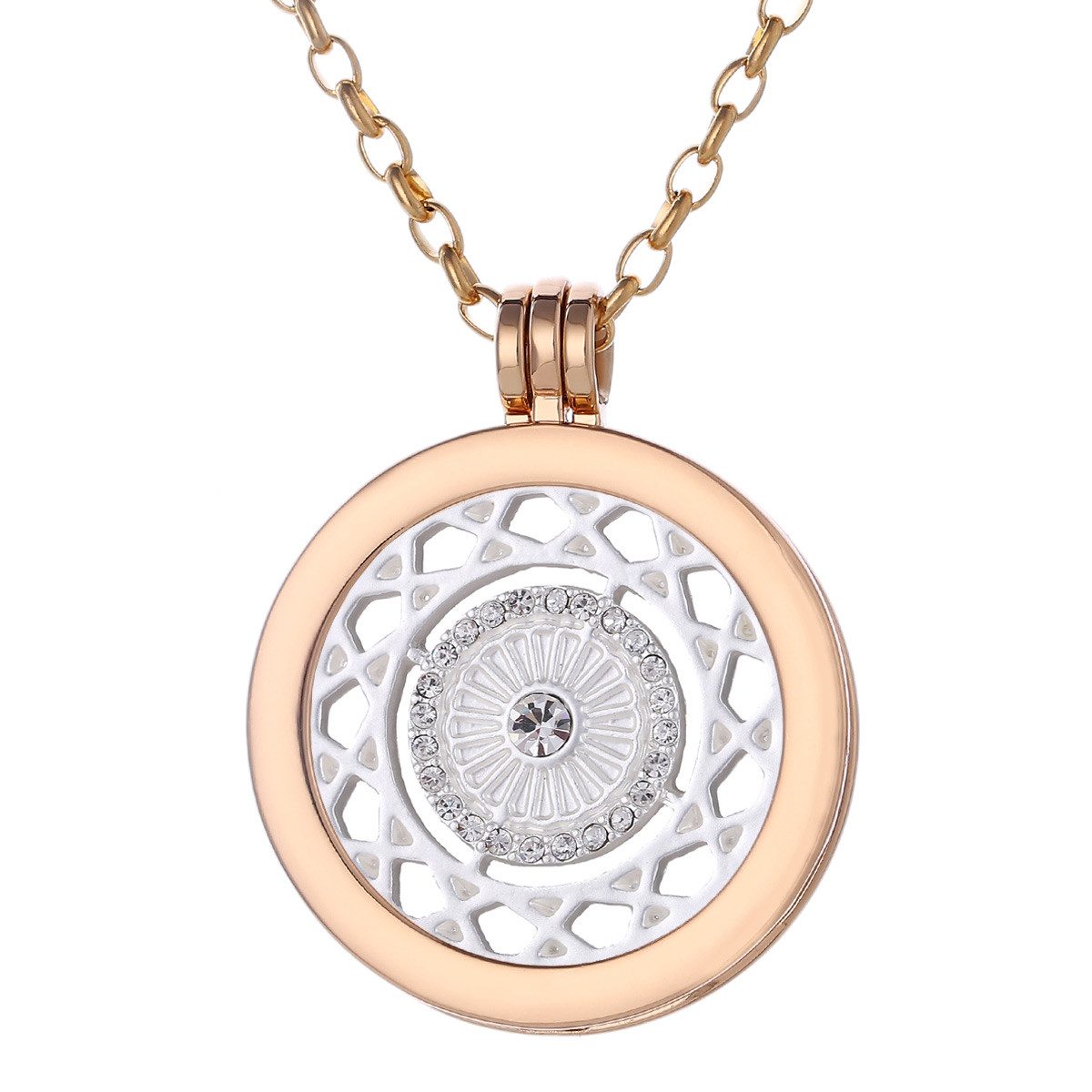 Kette mit Anhänger Halskette 70 cm gold mit Coin Amulett 33 mm