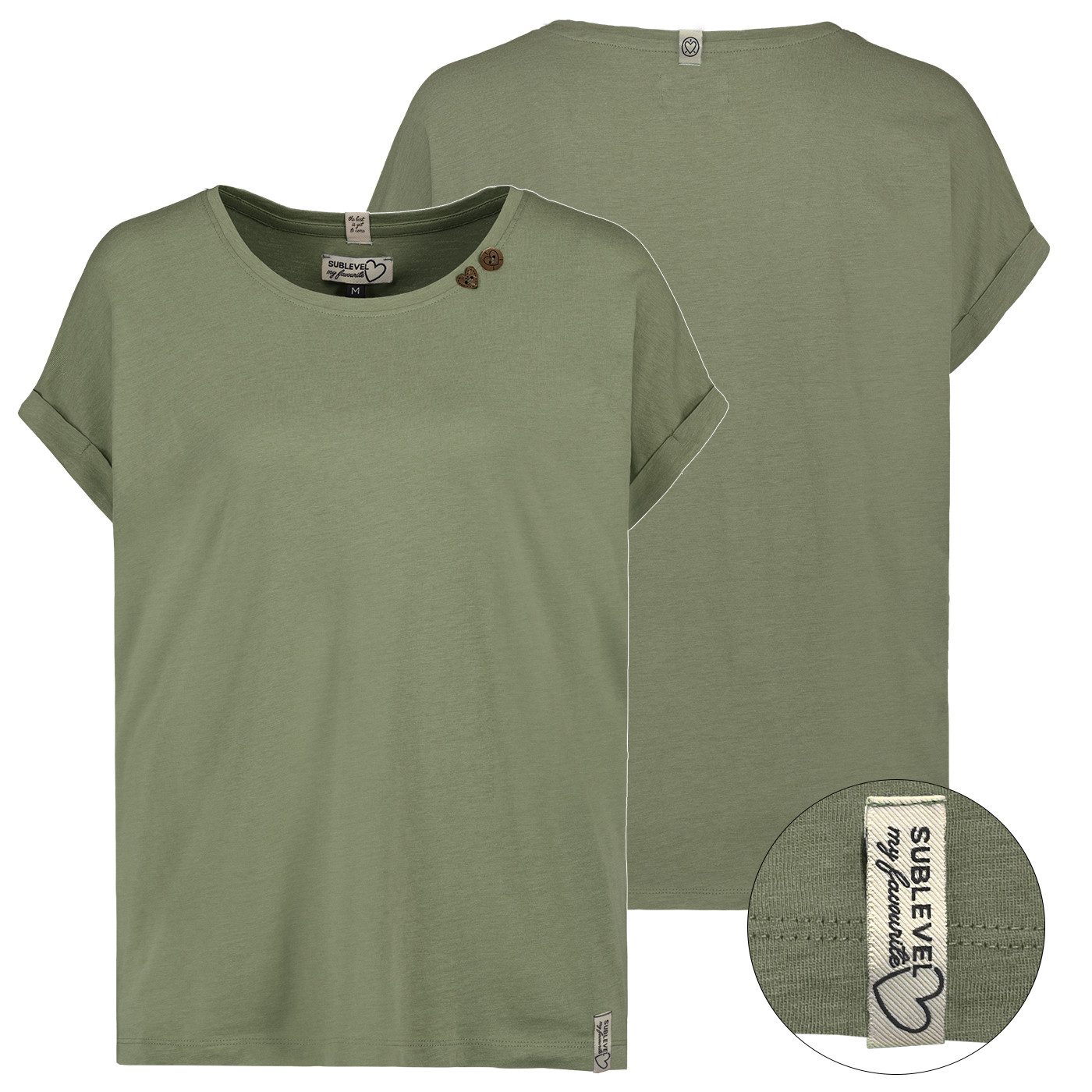 SUBLEVEL Kurzarmshirt Eight2nine Damen T-Shirt kurz arm Sommer 100% Baumwolle Shirt