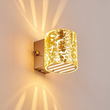 hofstein Wandleuchte »Hers« Wandlampe aus Metall/Glas in Gold/Nickel-matt, ohne Leuchtmittel, m. Up & Down-Effekt, E14, Innen. Blattgold-Effekt u. An-/ Ausschalter