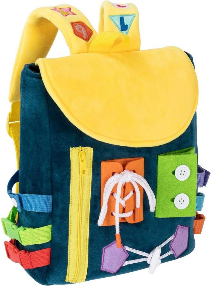 keystar Kinderrucksack Kleinkindrucksack mit Schnallen und Lernspielzeug zur (Förderung feinmotorischer Fähigkeiten und grundlegender Lebenskompetenzen -, Kinderfreundliches Plüsch Material, Nummern zählen lernen), ab Kleinkinder für 18 Monate - maschinen