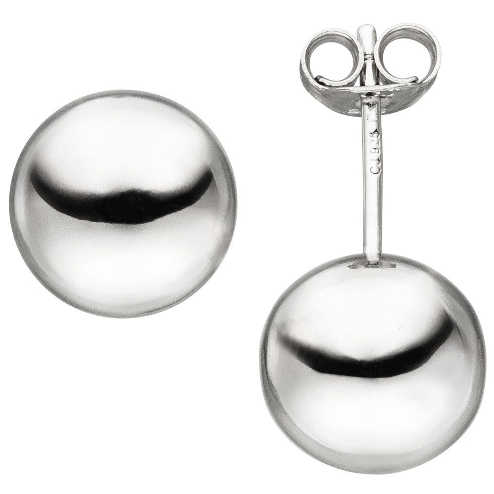 Paar Ohrstecker Ohrstecker Kugel 10mm, 925 Silber, glänzend