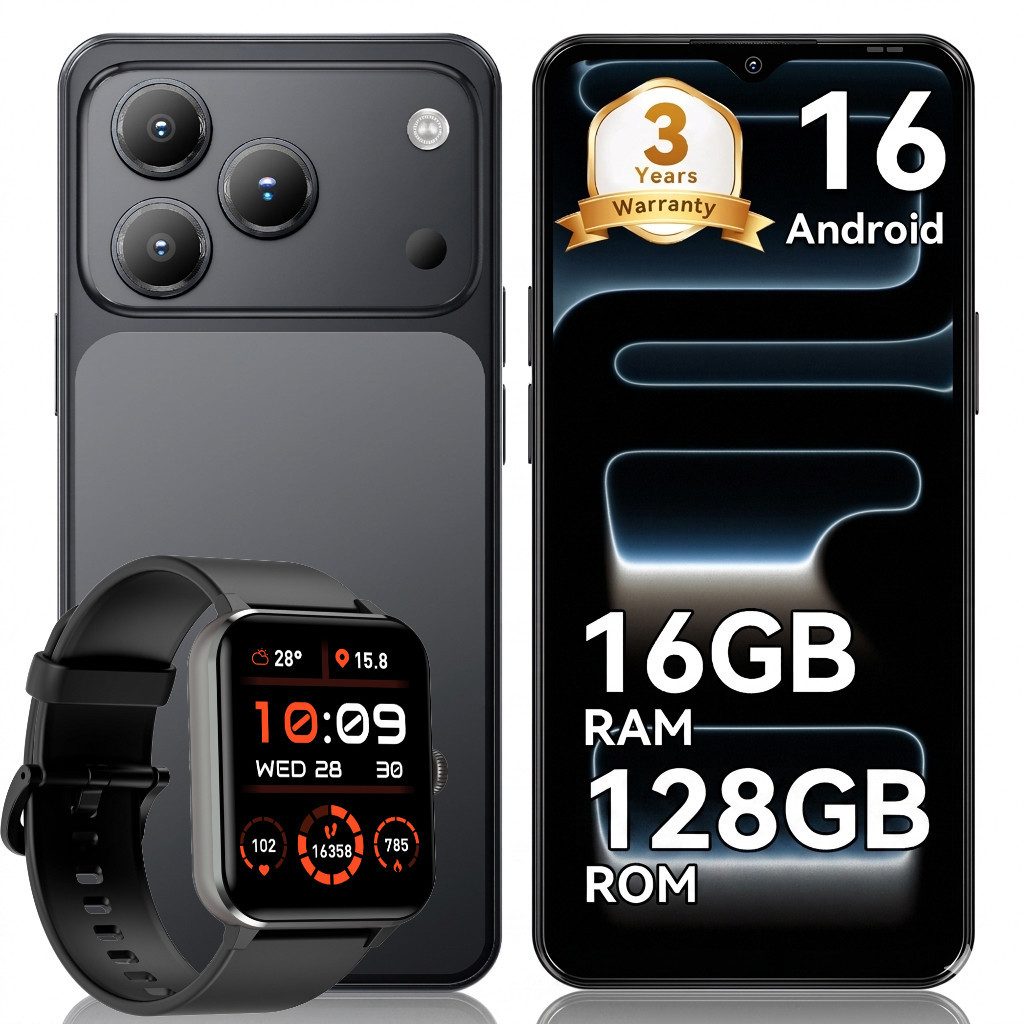 blackview Blackview A16 WAVE 7C (16+64/128) 60HZ 5000mAh AI Uhr hinzufügen R50 Smartphone (32 MP Kamera, 4G Dual SIM/Face ID/IP54/GPS/3 Jahre Garantie)