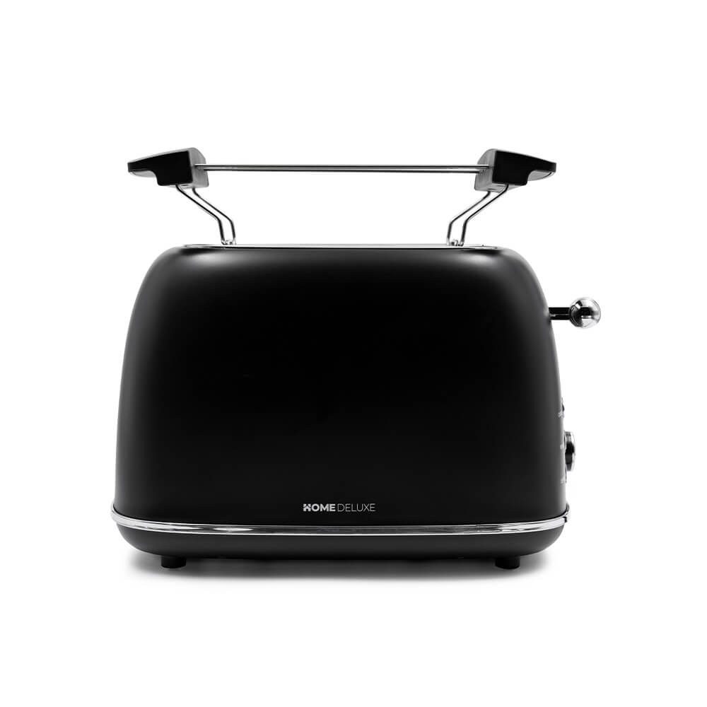 HOME DELUXE Toaster MAJESTIC - Matt Schwarz, 2 kurze Schlitze, für 2 Scheiben, 815 W, entnehmbarer Brötchenaufsatz, Retro Toaster