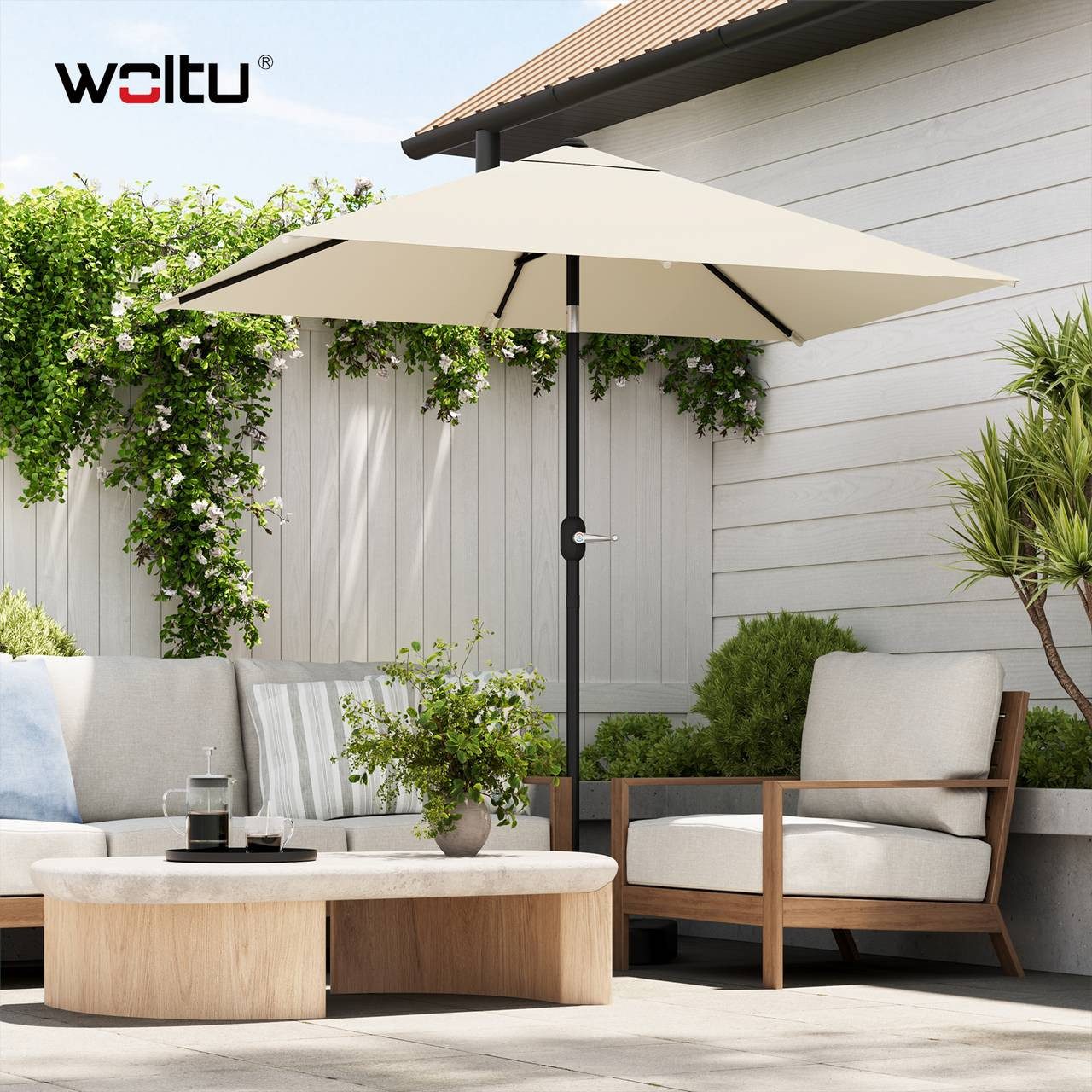 Woltu Sonnenschirm, UV-Schutz, UPF 50+, Neigungsverstellbar, günstig online kaufen