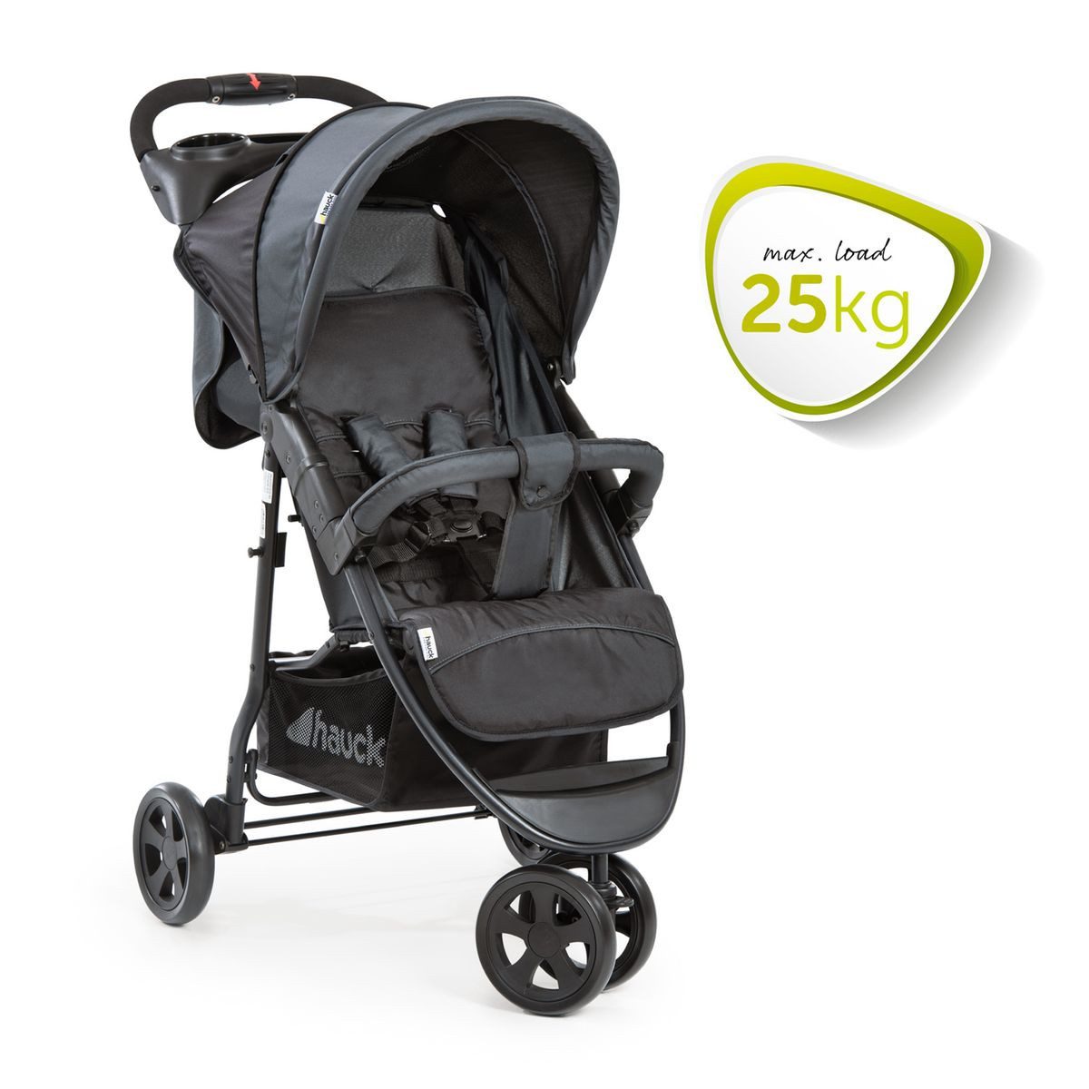 Hauck Kinder-Buggy Citi Neo II - Caviar Stone, Dreirad Sportwagen einhändig faltbar nur 7,5 kg mit Liegeposition