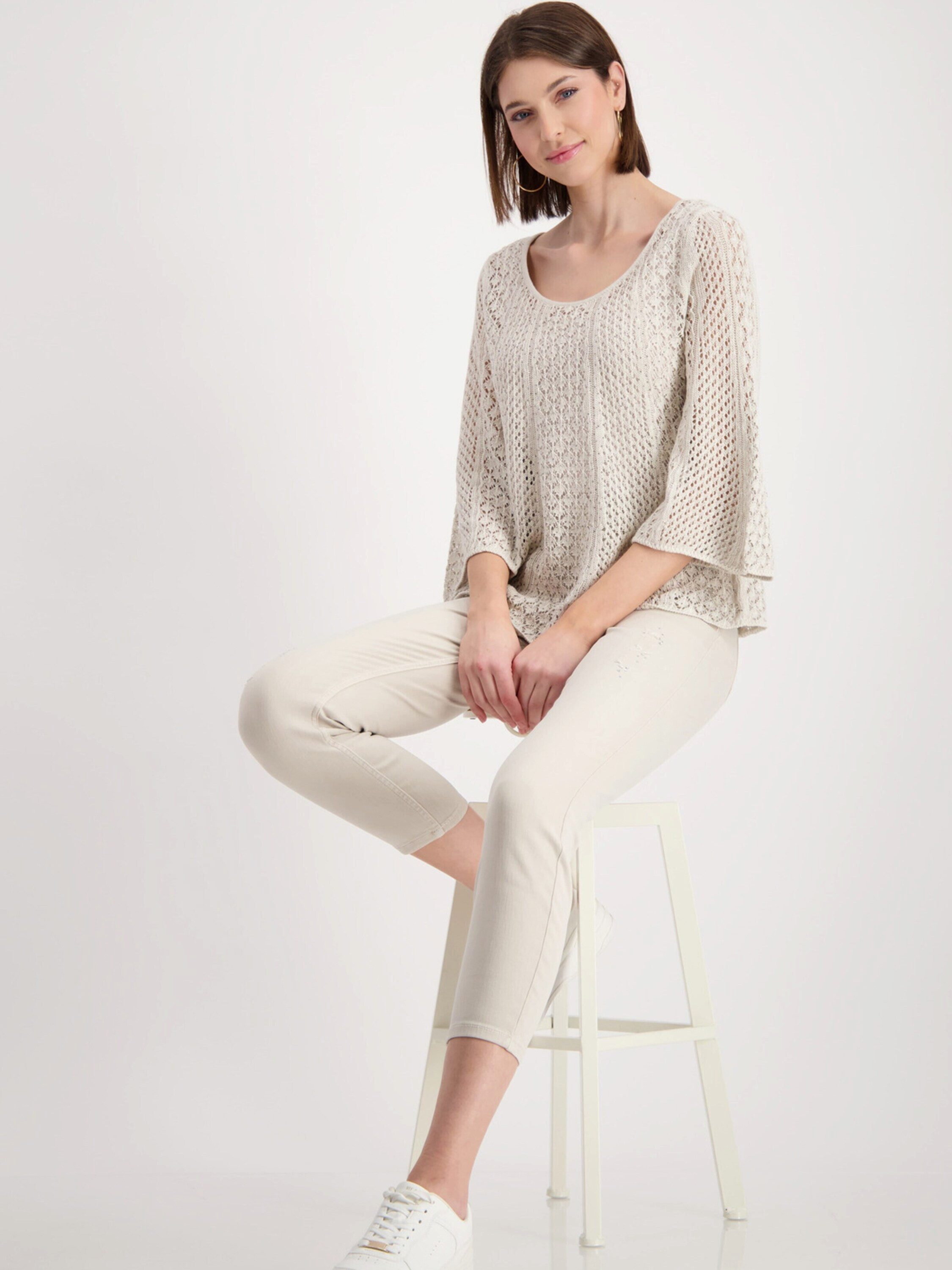 Monari Strickpullover (1-tlg) Lochmuster