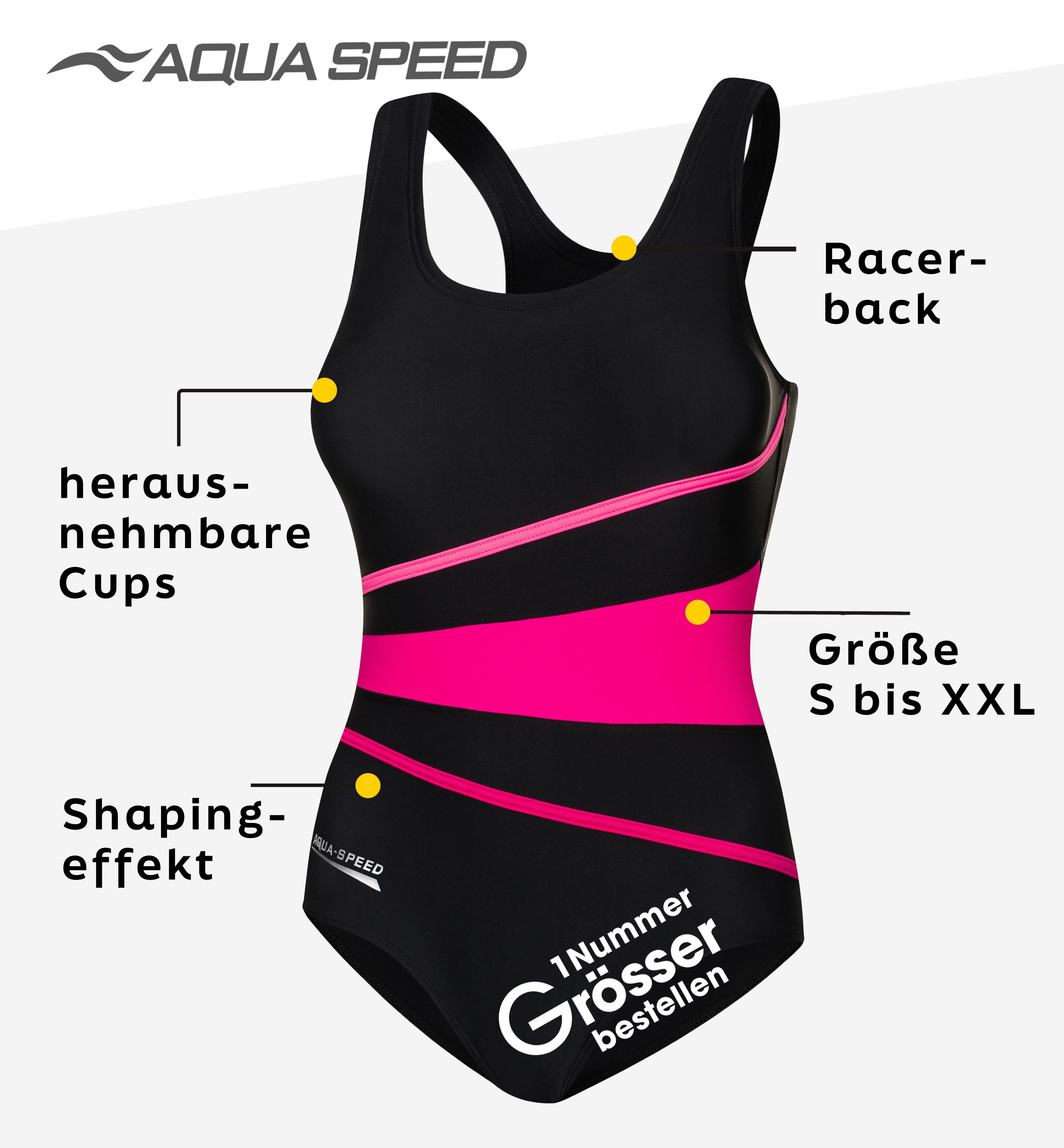 Aqua Speed Badeanzug STELLA sportlicher Damen Badeanzug Einteiler Soft Cups günstig online kaufen