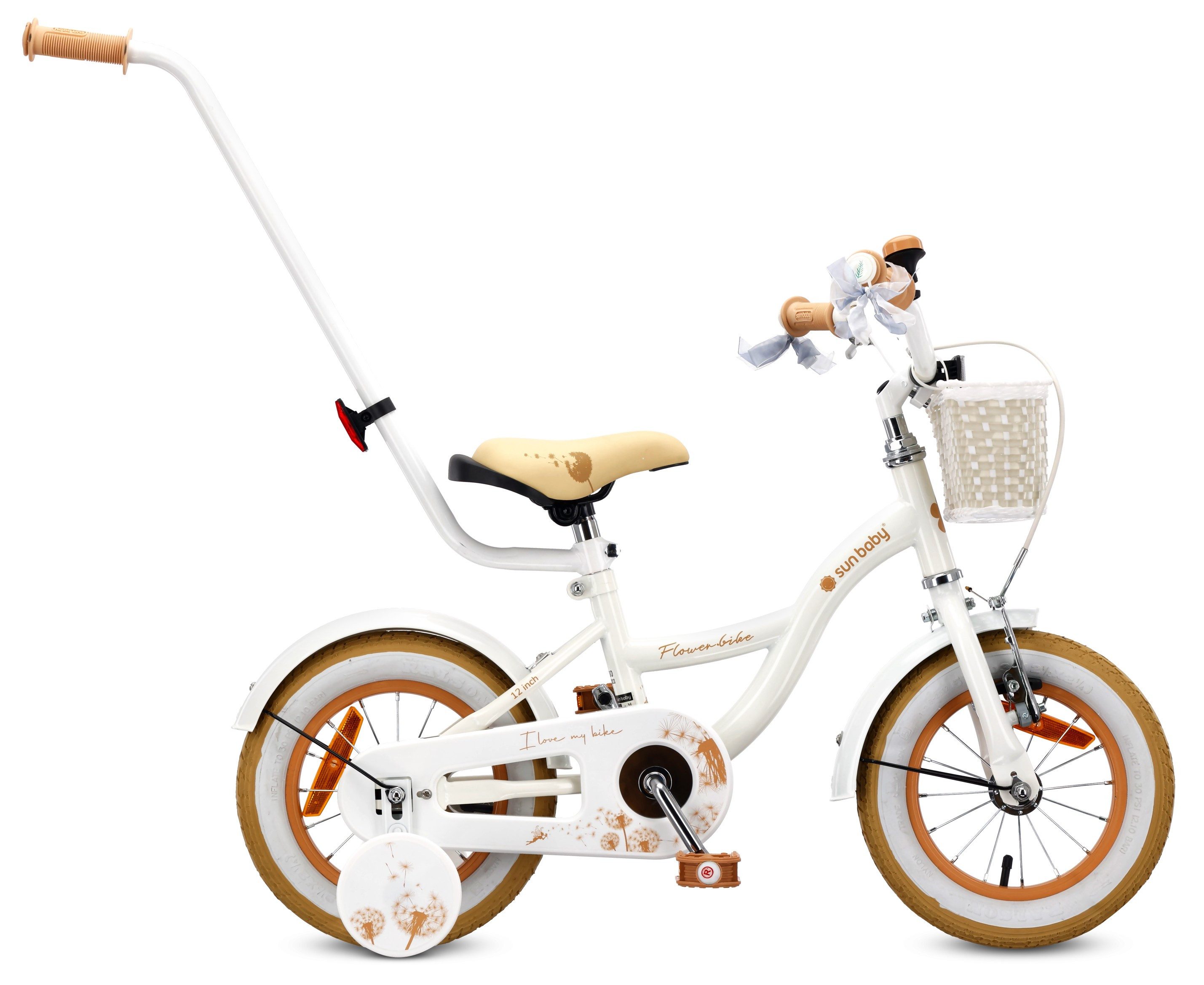 Sun Baby Kinderfahrrad SUN BABY Flower Bike 12 Zoll mit Stützrädern - Weiß Beige