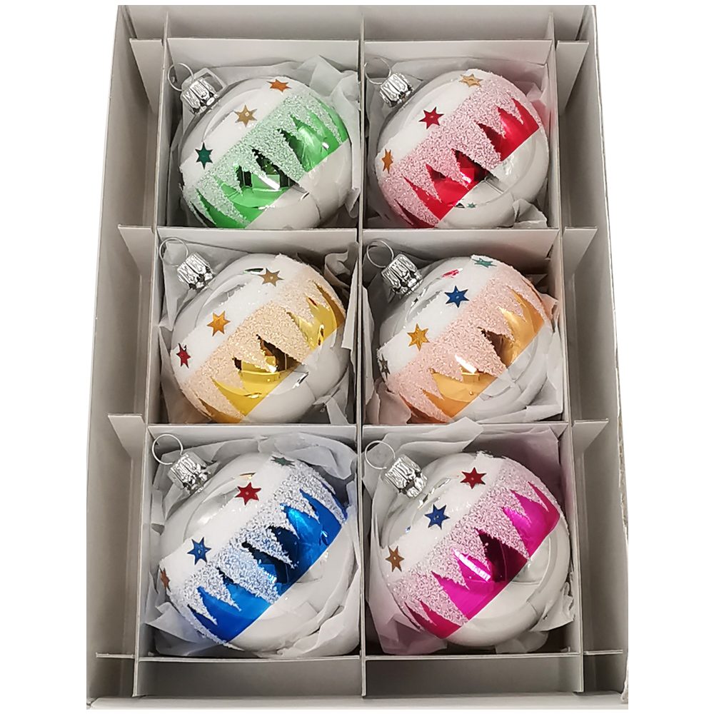 Schatzhauser Weihnachtsbaumkugel Nostalgie Weihnachtskugel-Set Sternenhimmel Ø6cm (6 St), mundgeblasen, handbemalt