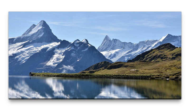möbel-direkt.de Leinwandbild Bilder XXL Gebirge der Schweiz 50x100cm Wandbild auf Leinwand