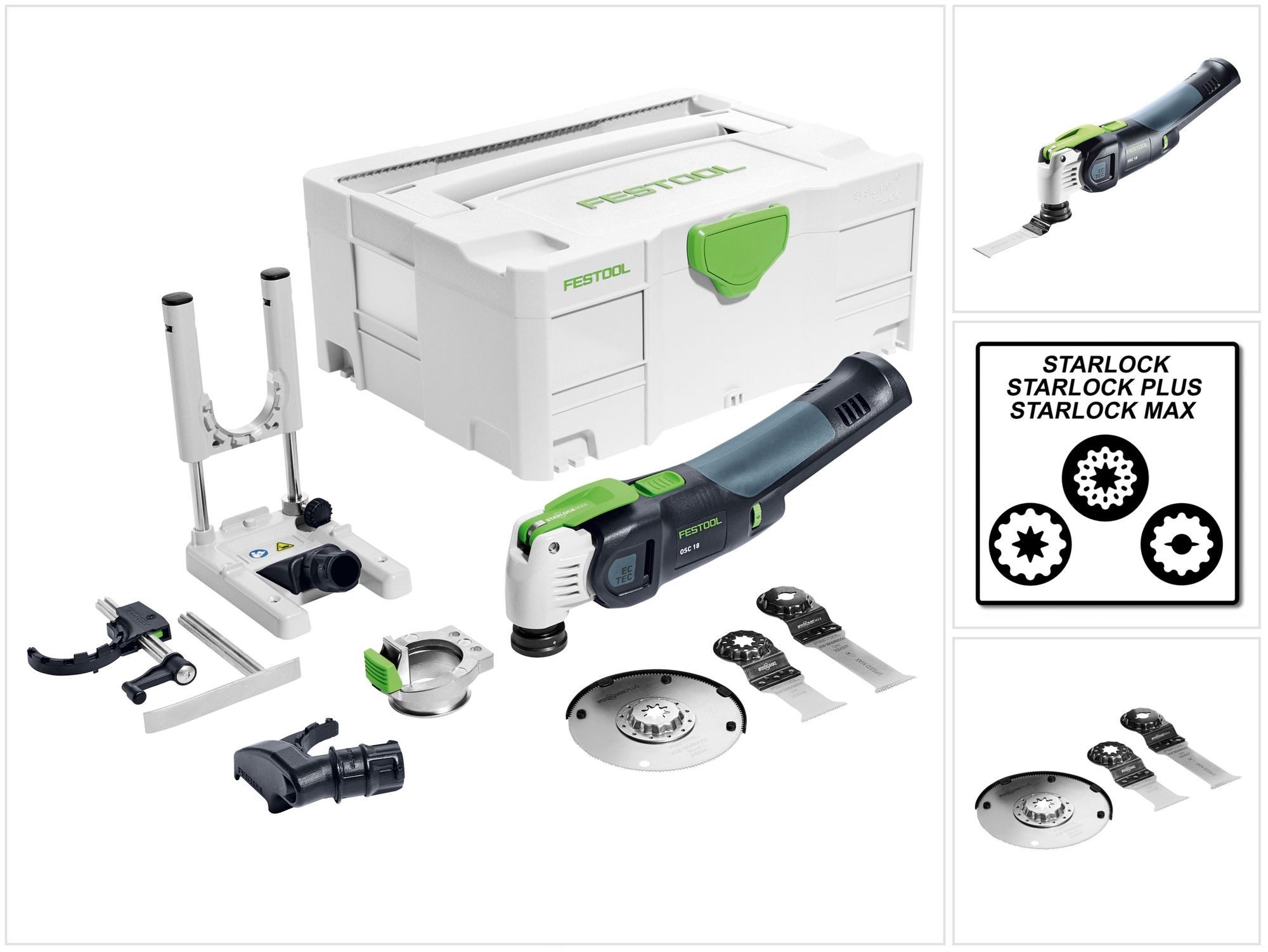 FESTOOL Akku-Multifunktionswerkzeug OSC 18 Li E-Basic Set Vecturo Akku Oszillierer 18V (574849) Brushle