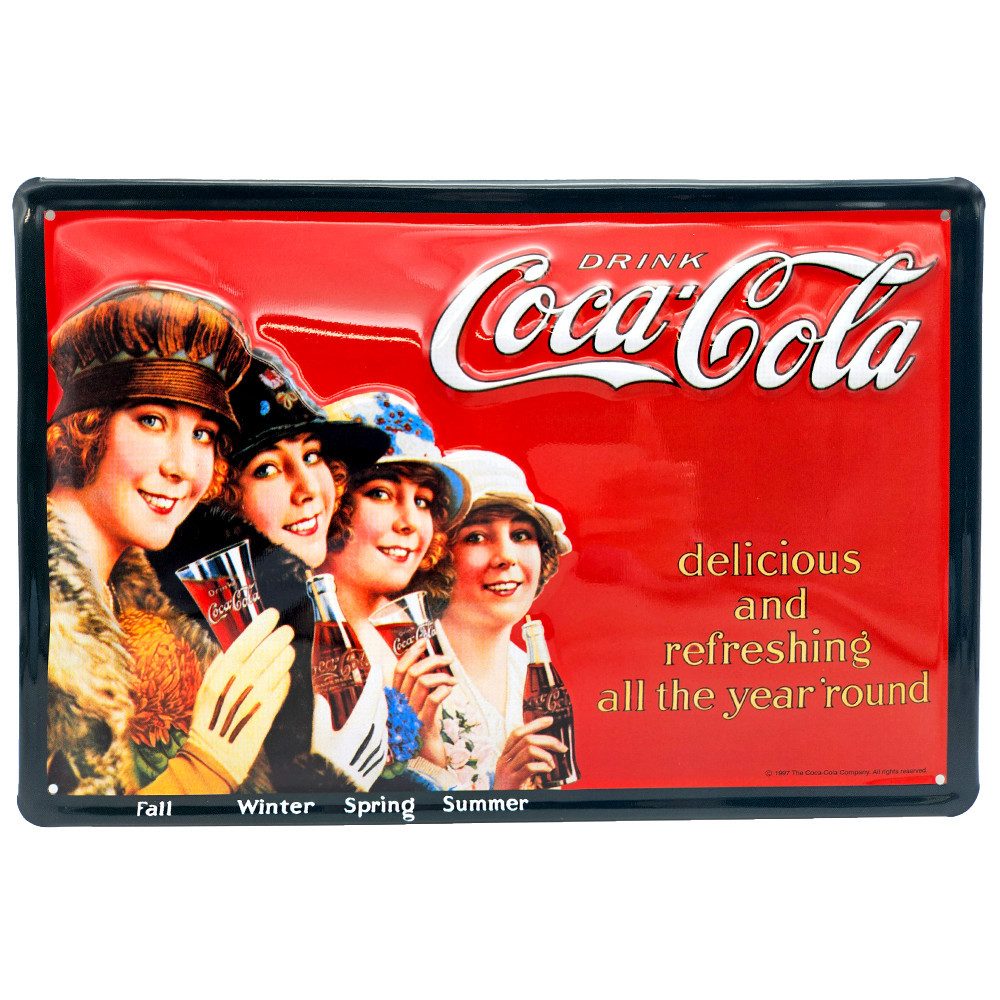 CocaCola Metallbild Blechschild Coca Cola "4 Jahreszeiten", (1 St), Blechschild