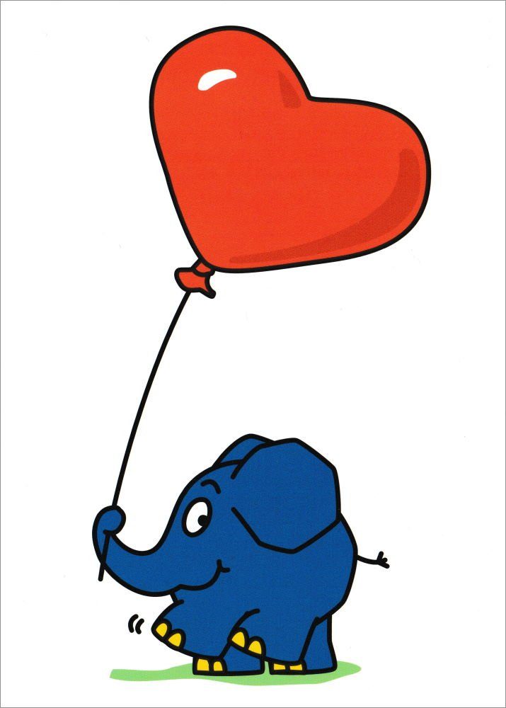 mit Maus: "Sendung der Postkarte Herz-Luftballon"