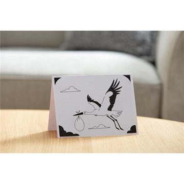 Cricut Designpapier Joy Kartenset Glitzer & Glam, 10 Stück, 10,7 x 13,9 cm, 4x Graubraun, 3x Weiß und 3x Creme, Karten mit Umschläge, Klappkarten, Grußkarten, Einlegekarten, Einladungskarten, zum Basteln, für Joy Schneidemaschine