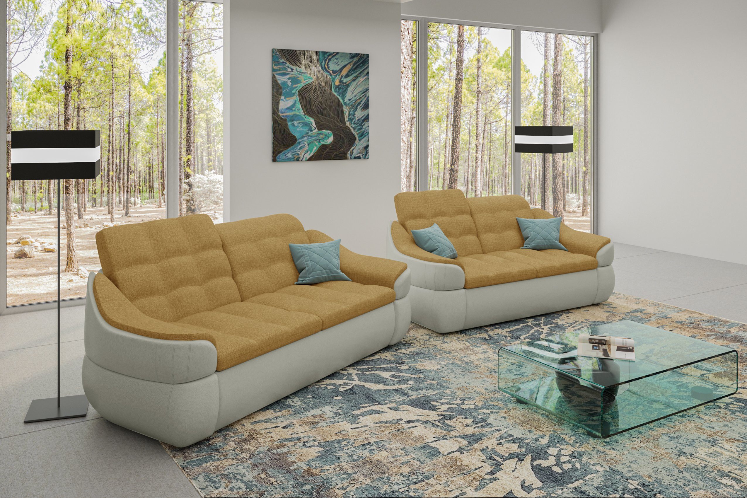 Sofa Sofa, bestehend Polstergarnitur made Alisa, 2-Sitzer (Set Design, (2-tlg), Stylefy Modern aus 2,5-Sitzer in und Europa