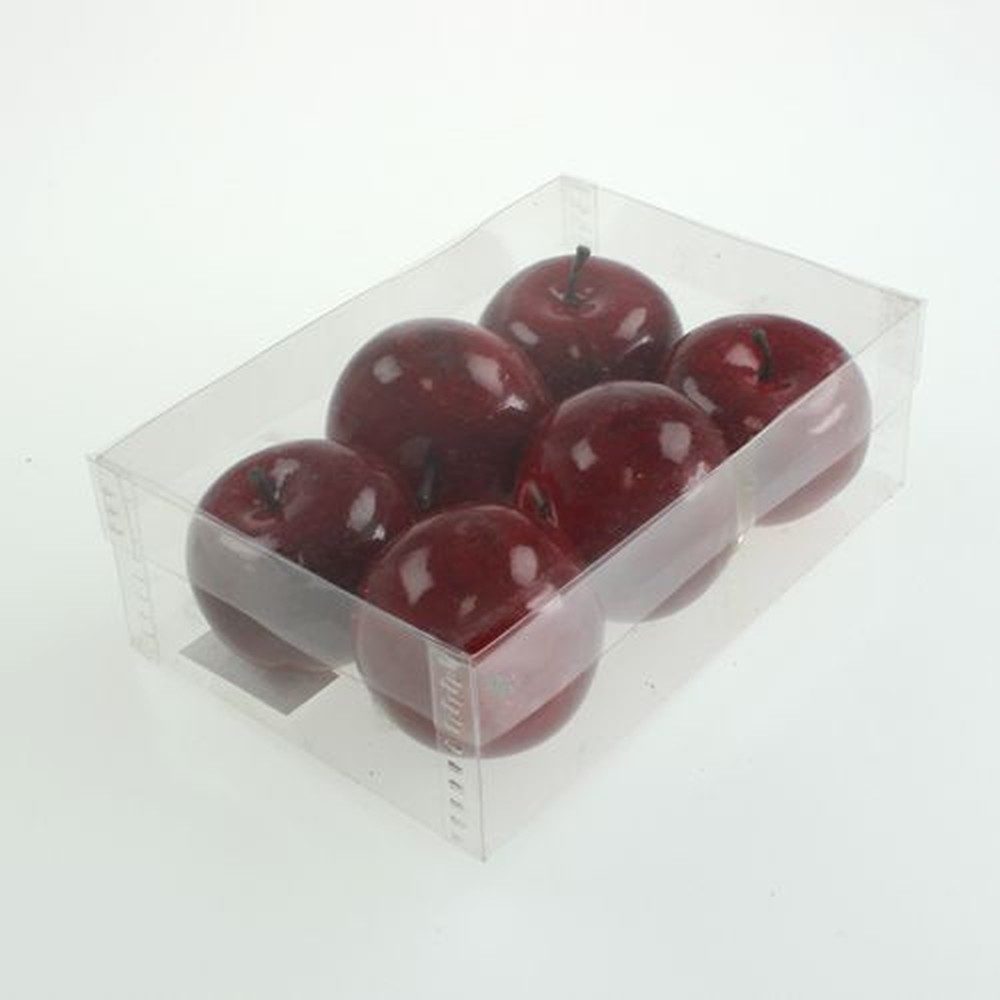 Kunstpflanze Künstliche Äpfel Rot Dekofrüchte 6cm 6er Set glänzend, 6 Stück, Viana, Höhe 6.0 cm